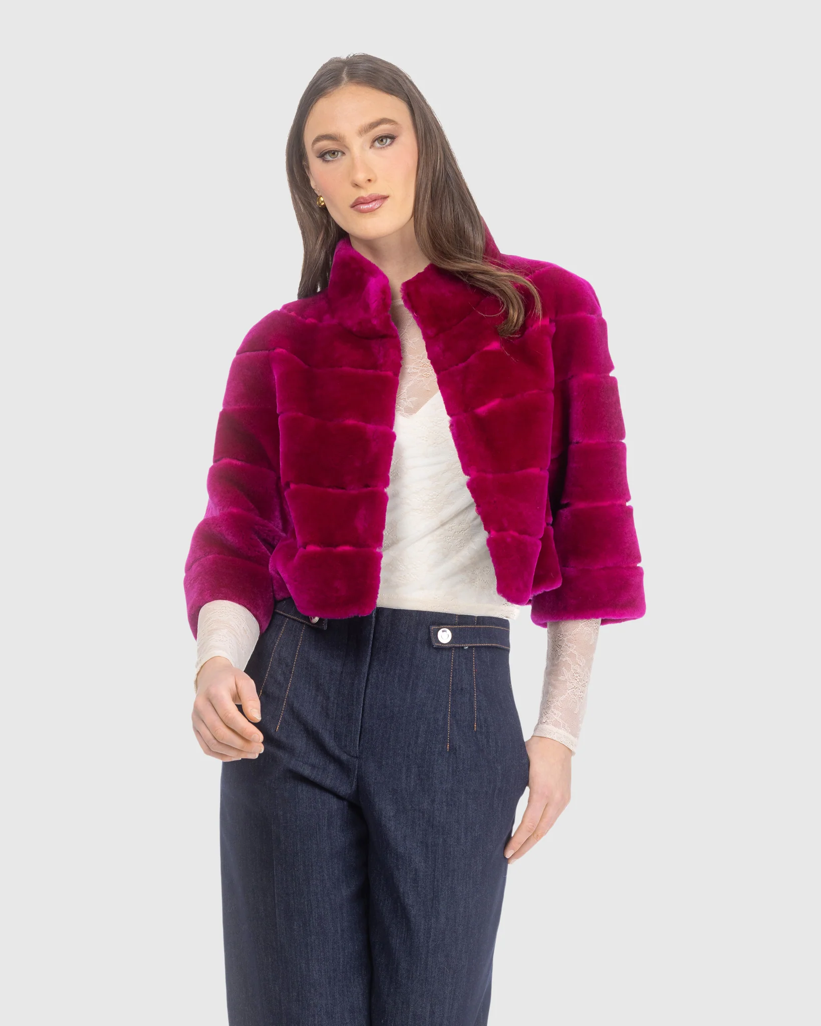 SELECT SHEARLING LAMB BOLERO WITH CROPPED SLEEVES - Image 19