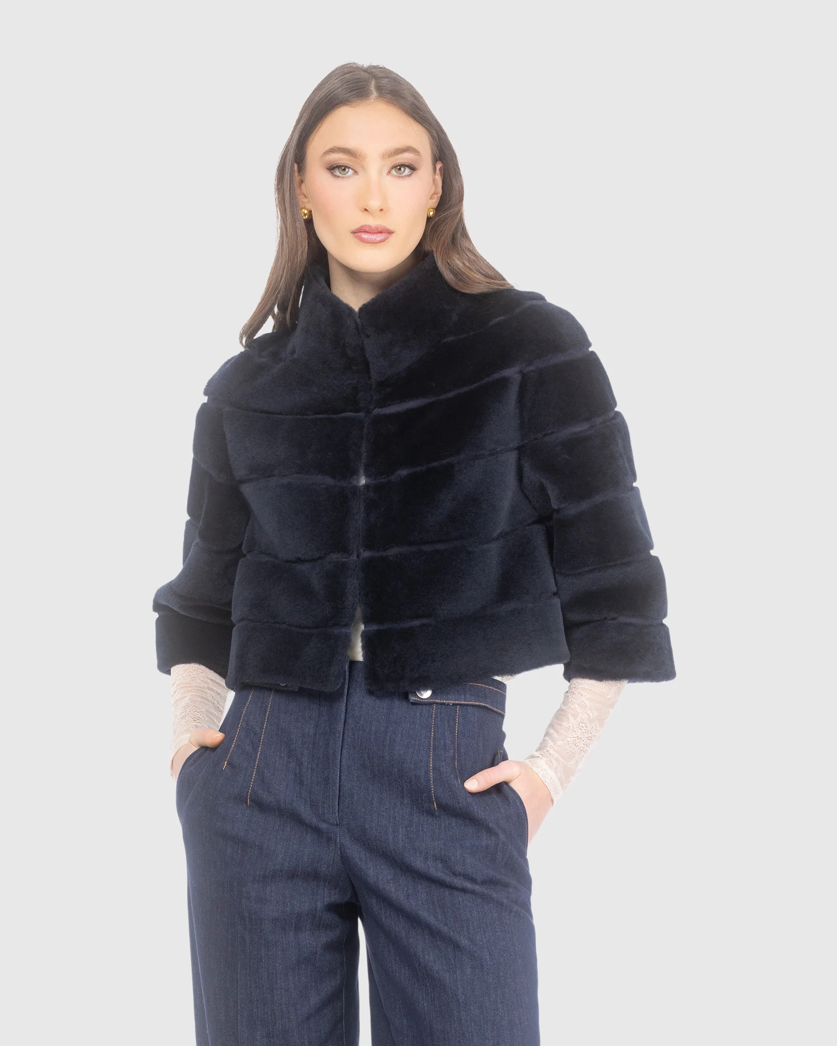 SELECT SHEARLING LAMB BOLERO WITH CROPPED SLEEVES - Image 30