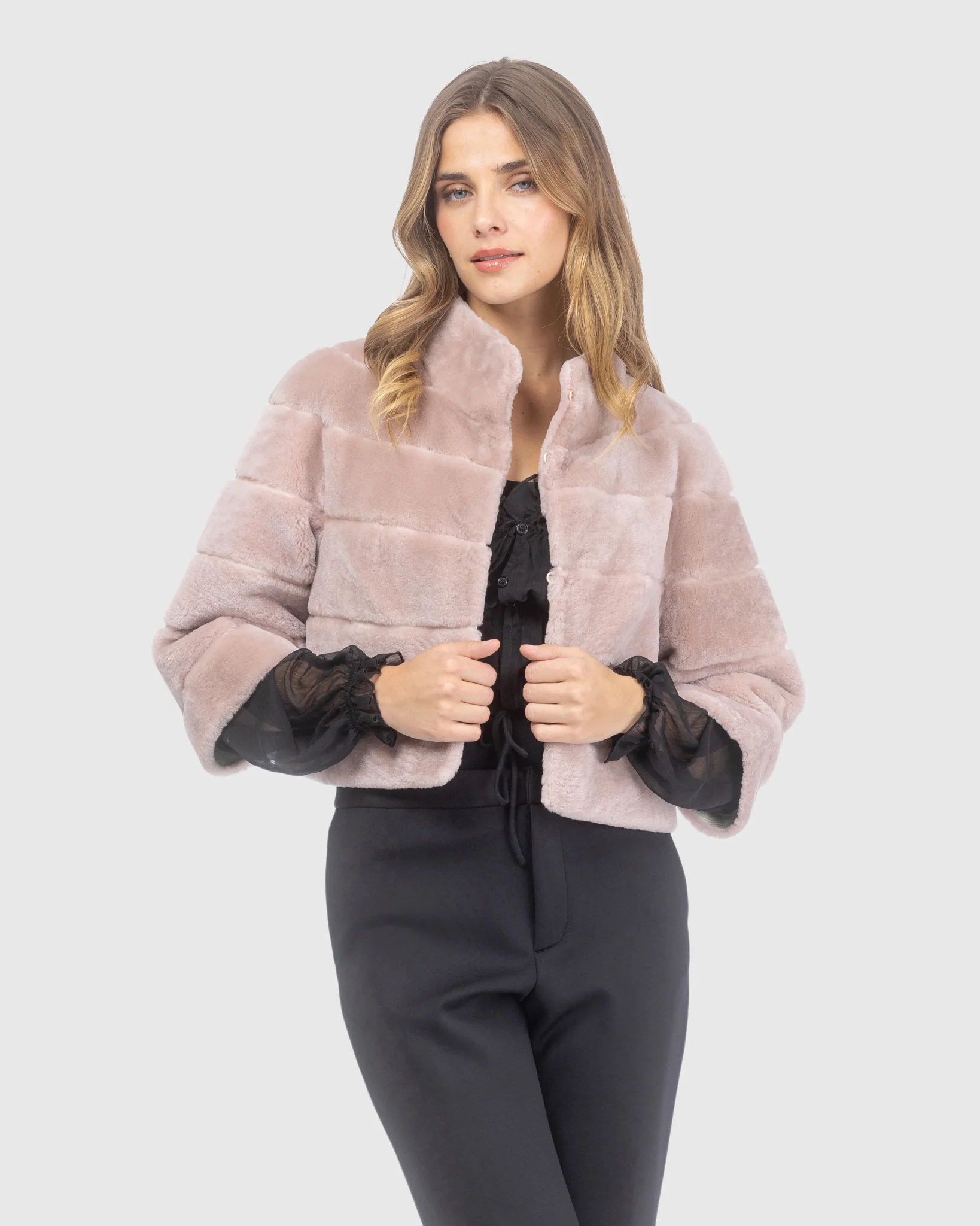 SELECT SHEARLING LAMB BOLERO WITH CROPPED SLEEVES - Image 4