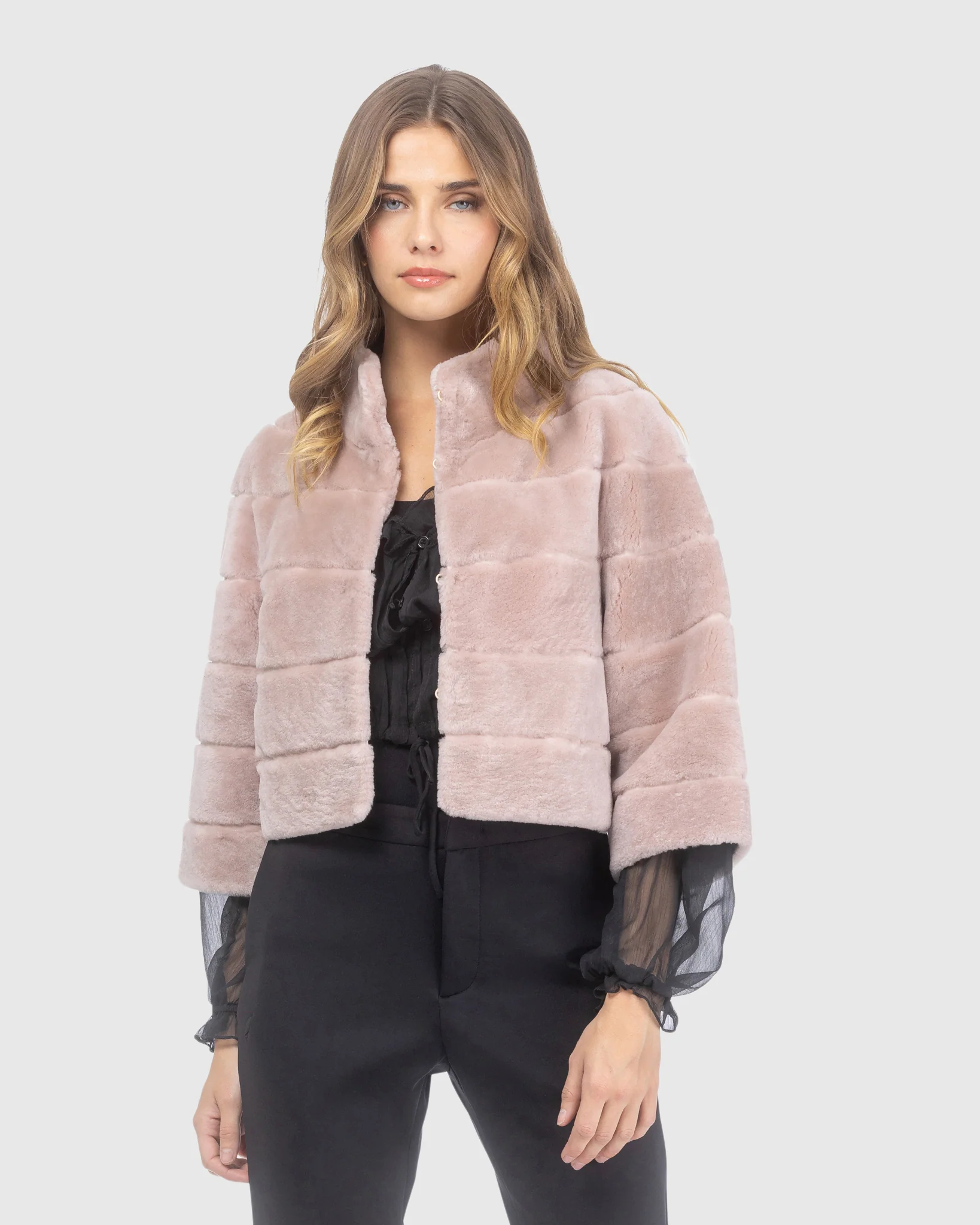 SELECT SHEARLING LAMB BOLERO WITH CROPPED SLEEVES - Image 5