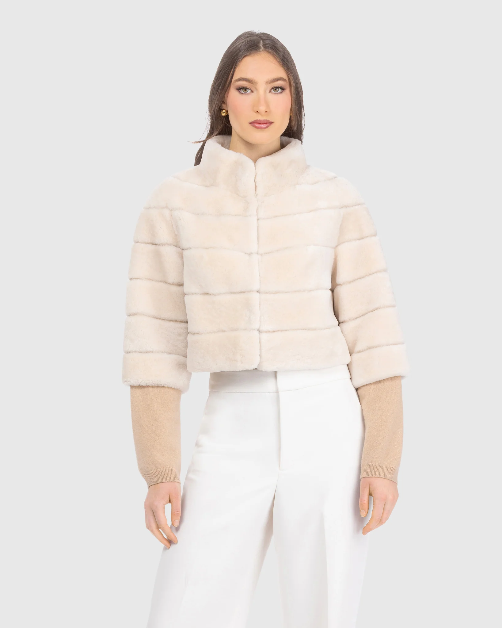 SELECT SHEARLING LAMB BOLERO WITH CROPPED SLEEVES - Image 7