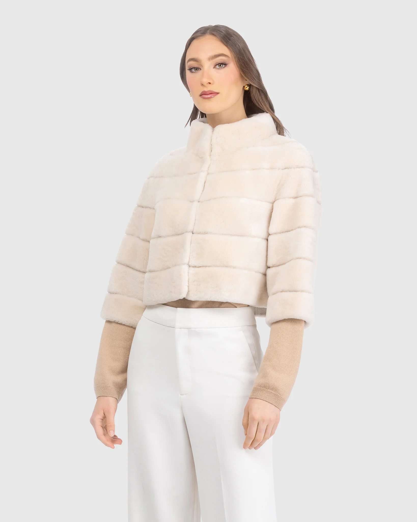 SELECT SHEARLING LAMB BOLERO WITH CROPPED SLEEVES - Image 8