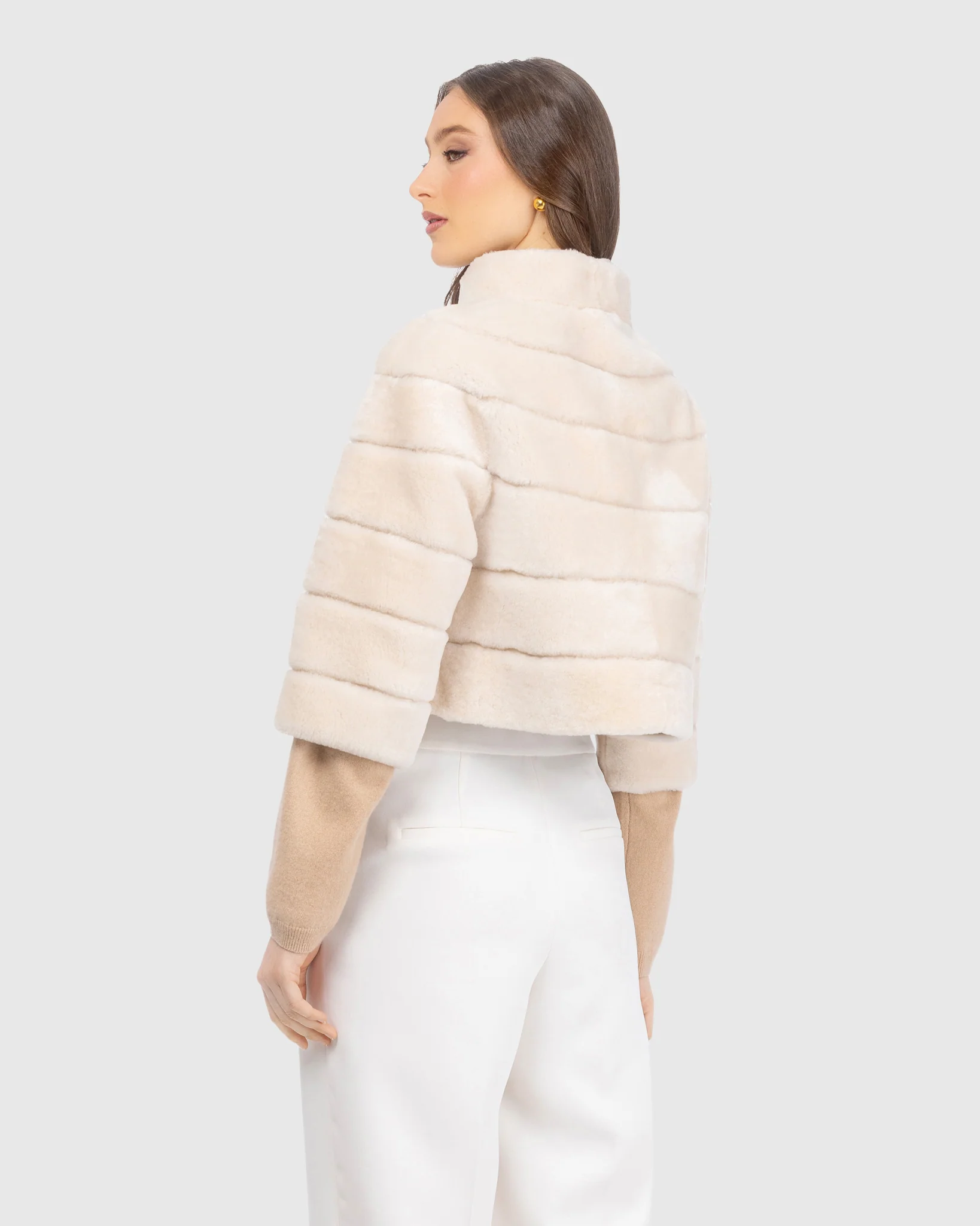 SELECT SHEARLING LAMB BOLERO WITH CROPPED SLEEVES - Image 9
