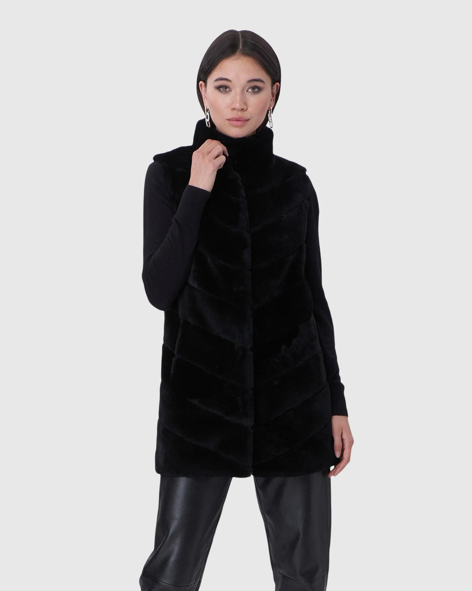 SELECT SHEARLING LAMB CHEVRON VEST - Image 11