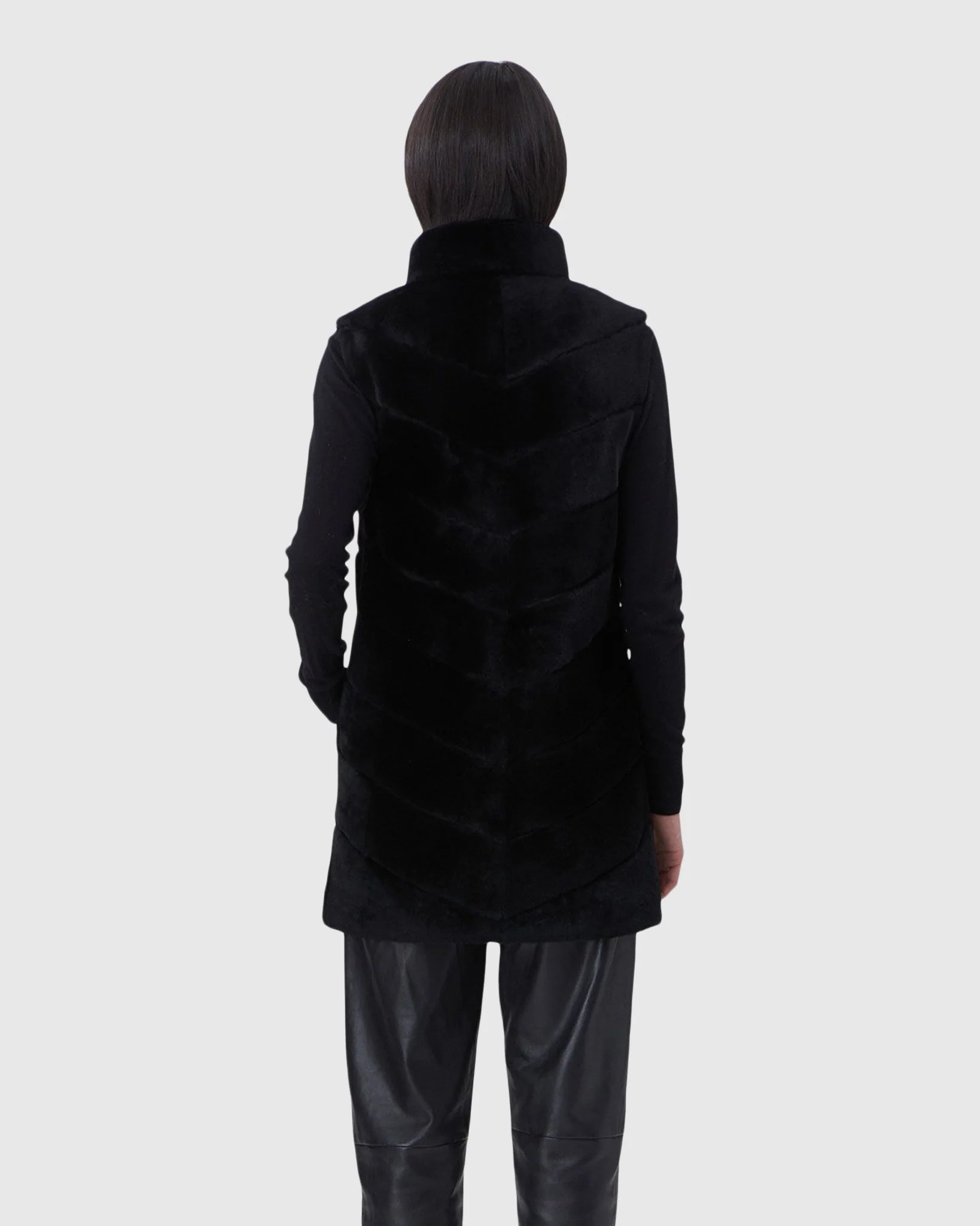 SELECT SHEARLING LAMB CHEVRON VEST - Image 13