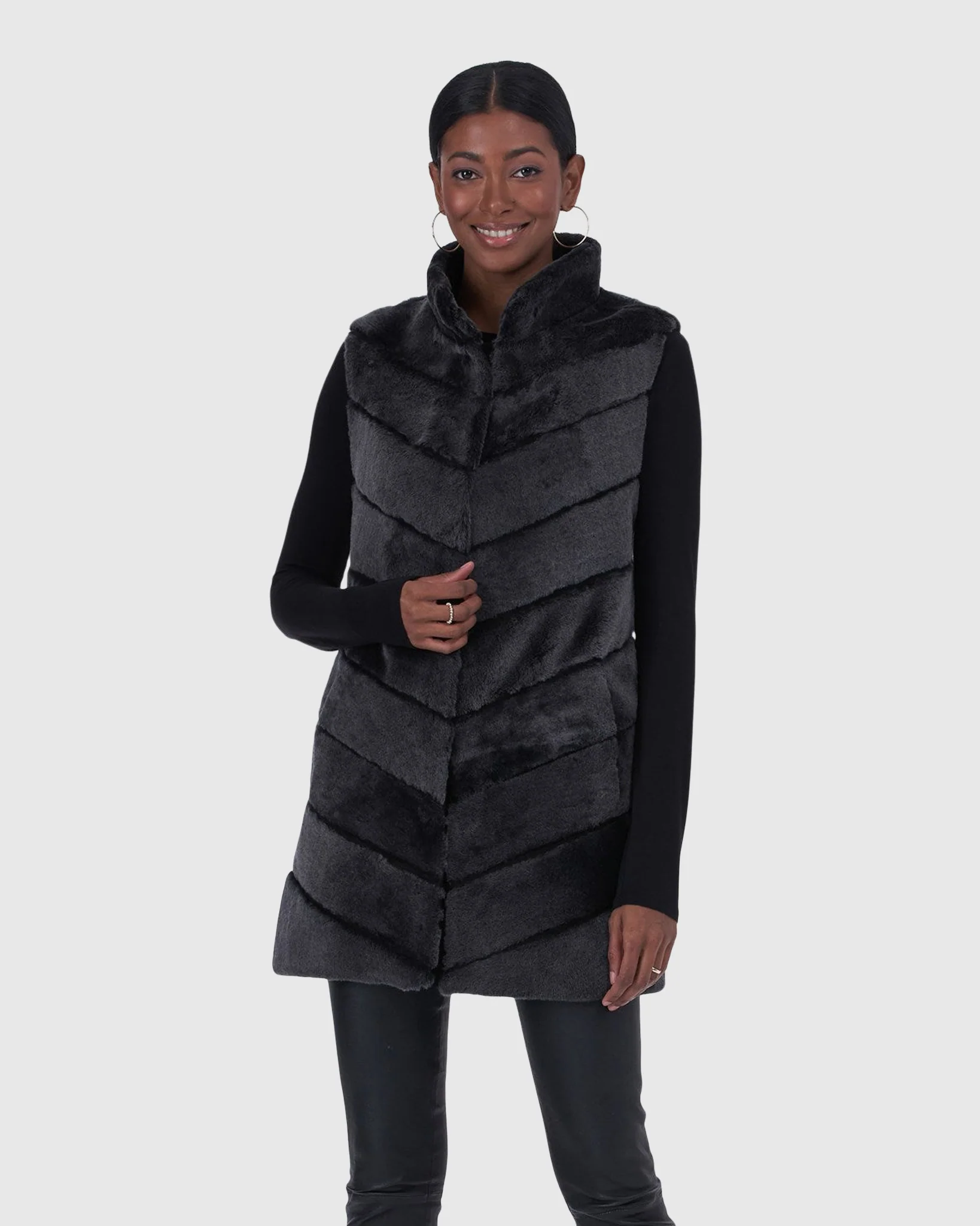 SELECT SHEARLING LAMB CHEVRON VEST - Image 14