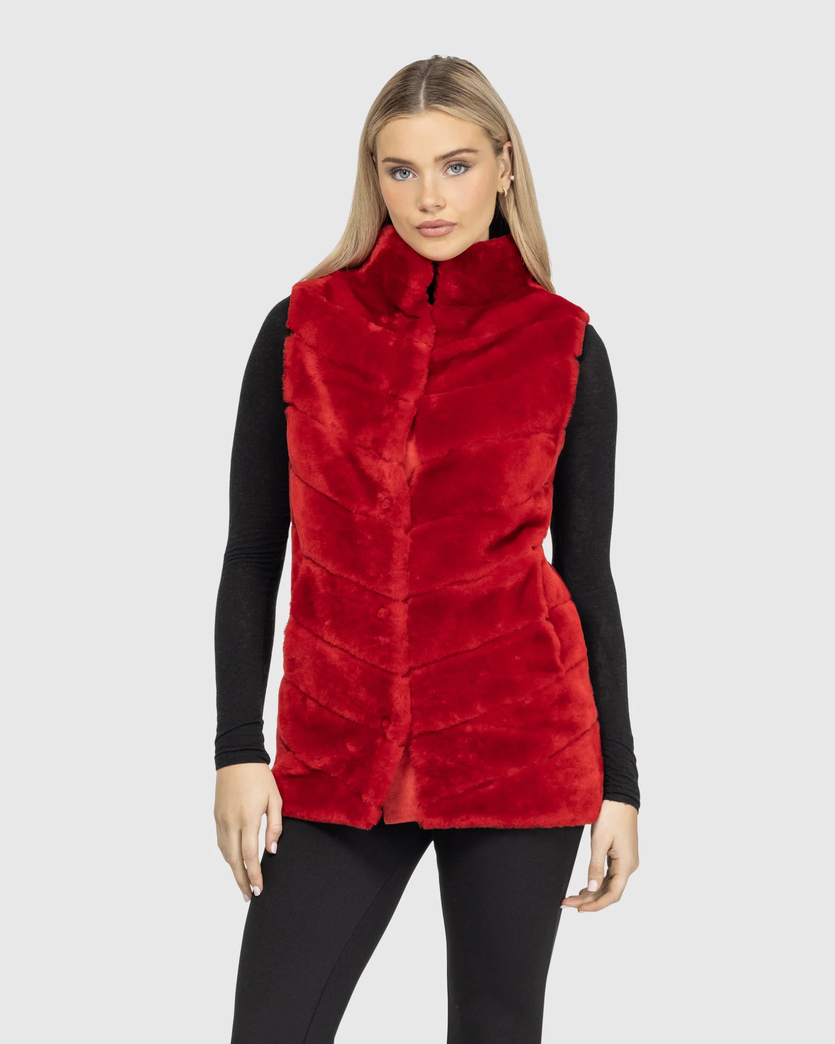 SELECT SHEARLING LAMB CHEVRON VEST - Image 3