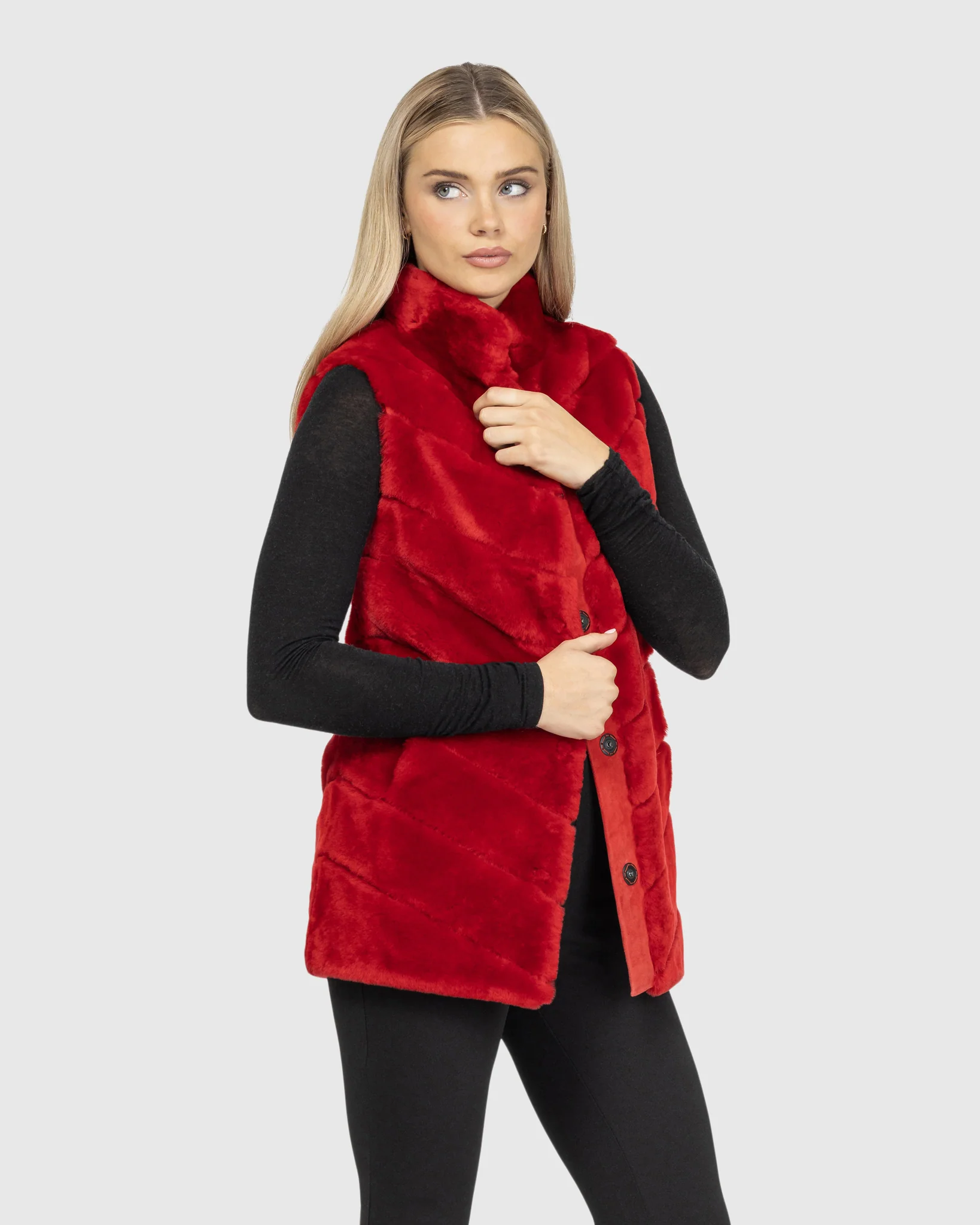 SELECT SHEARLING LAMB CHEVRON VEST - Image 5