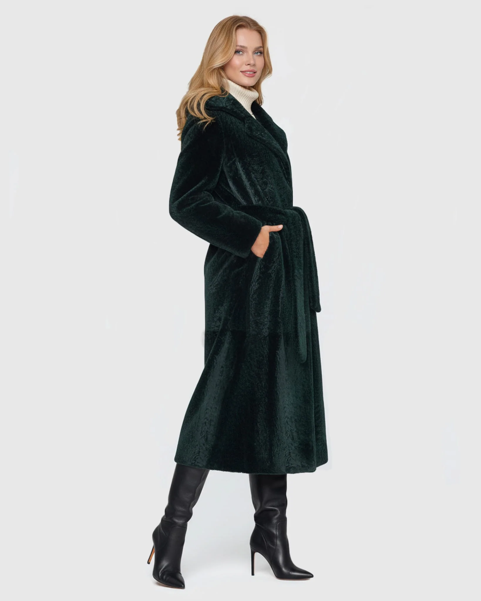 SHEARLING LAMB COAT WITH HOOD - Image 3