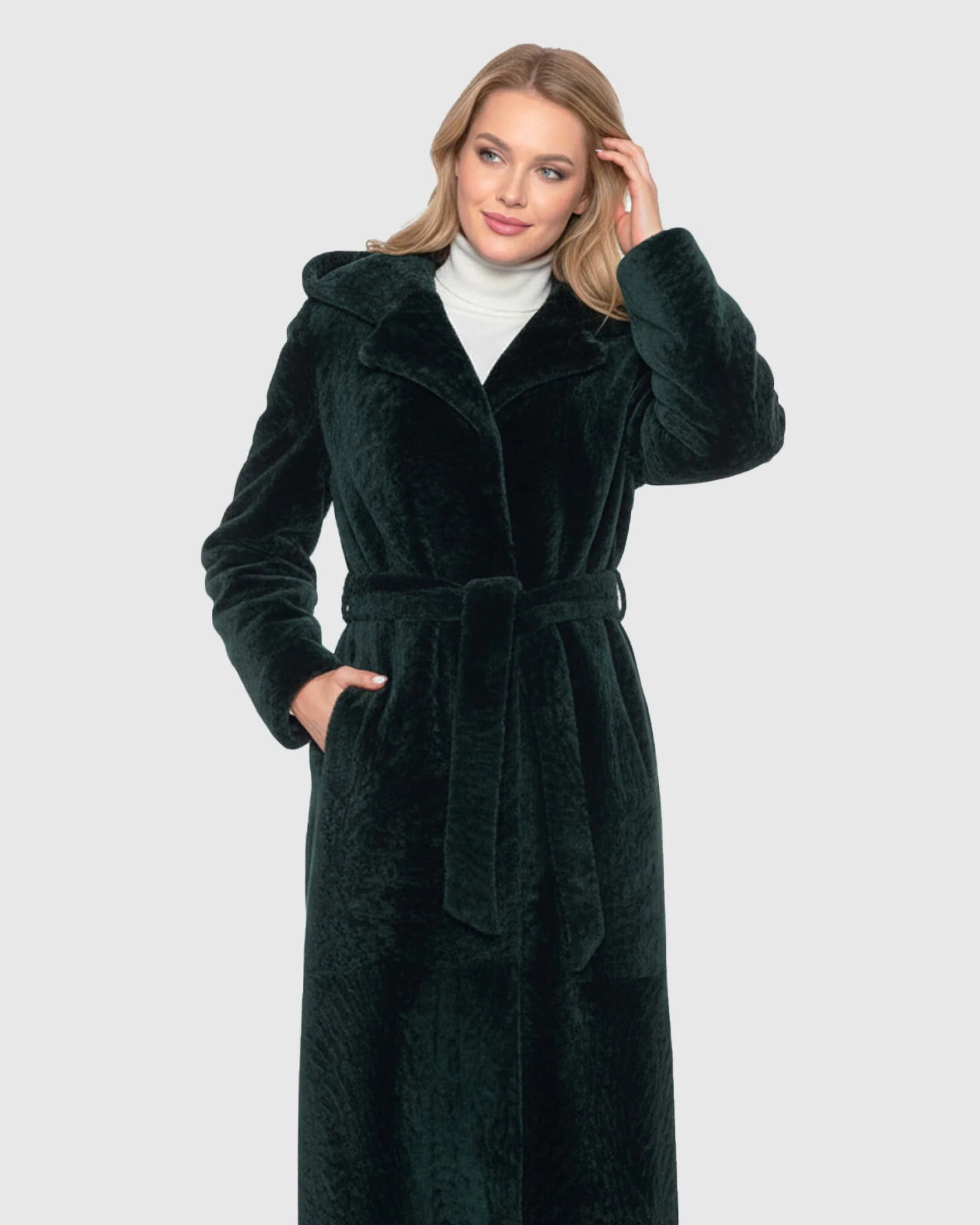 SHEARLING LAMB COAT WITH HOOD - Image 4