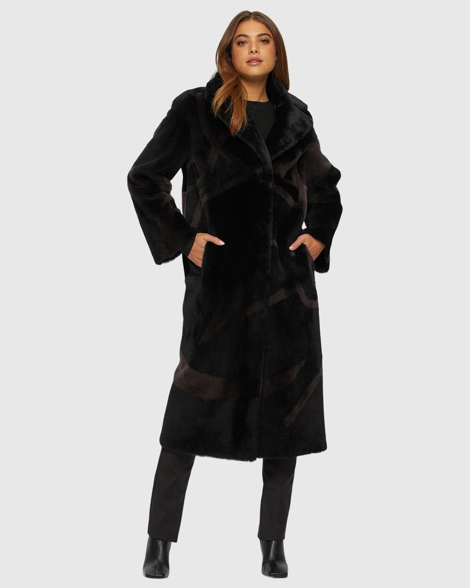 SHEARLING LAMB COAT WITH INTARSIA - Image 5