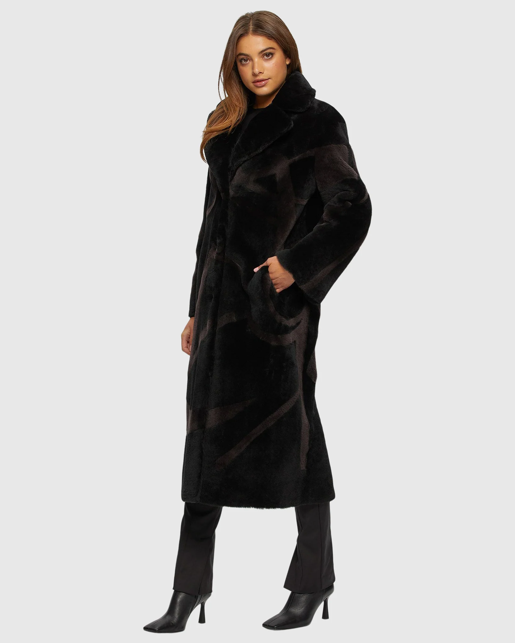 SHEARLING LAMB COAT WITH INTARSIA - Image 6