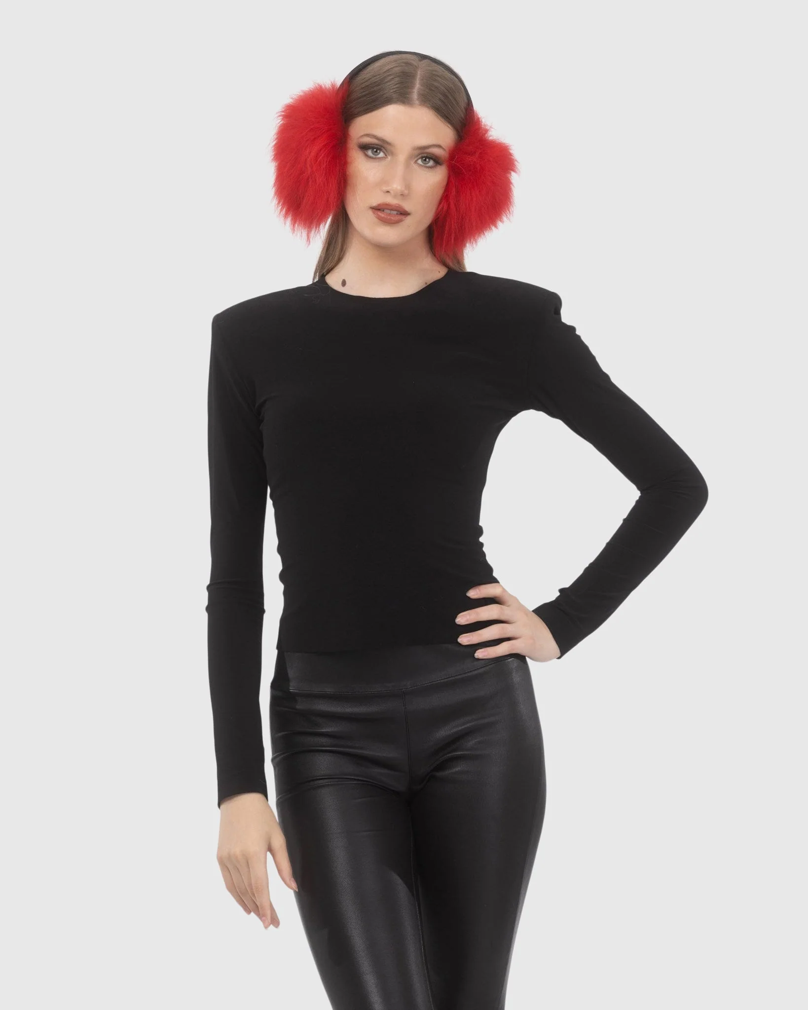 SELECT SHEARLING LAMB EARMUFFS WITH LEATHER FRAME - Image 6