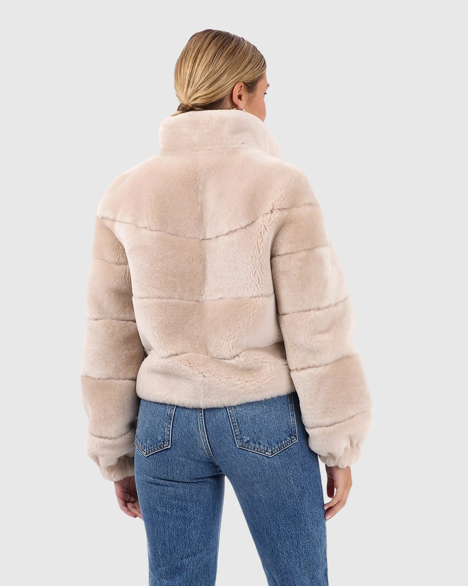 Select Shearling Lamb Horizontal Zip Jacket - Image 3