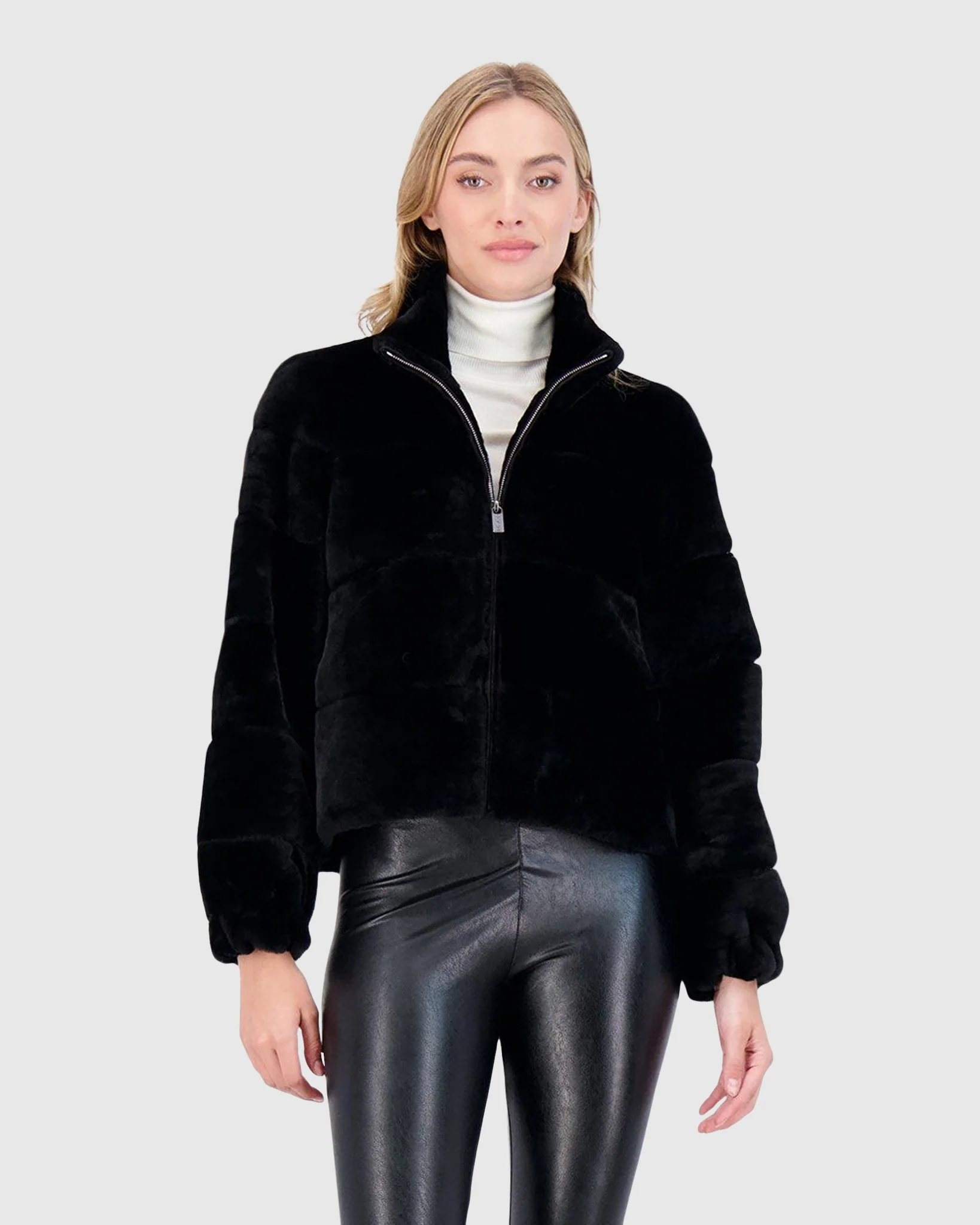 Select Shearling Lamb Horizontal Zip Jacket - Image 4