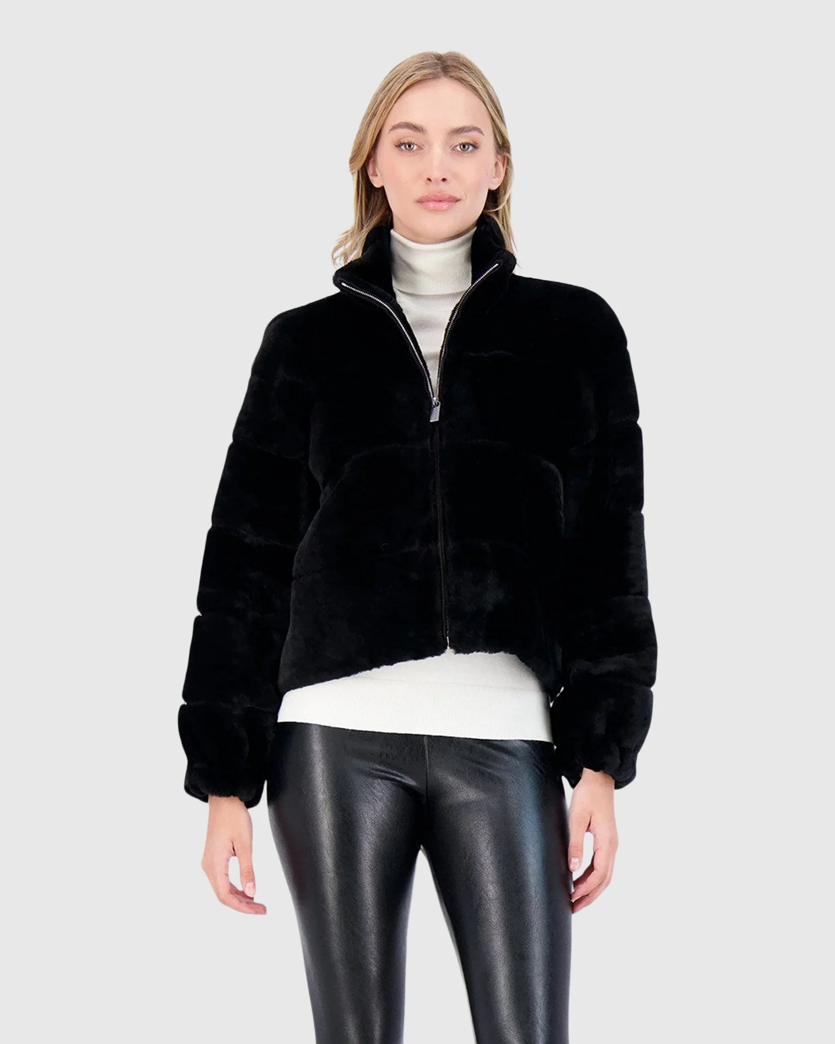 Select Shearling Lamb Horizontal Zip Jacket - Image 5