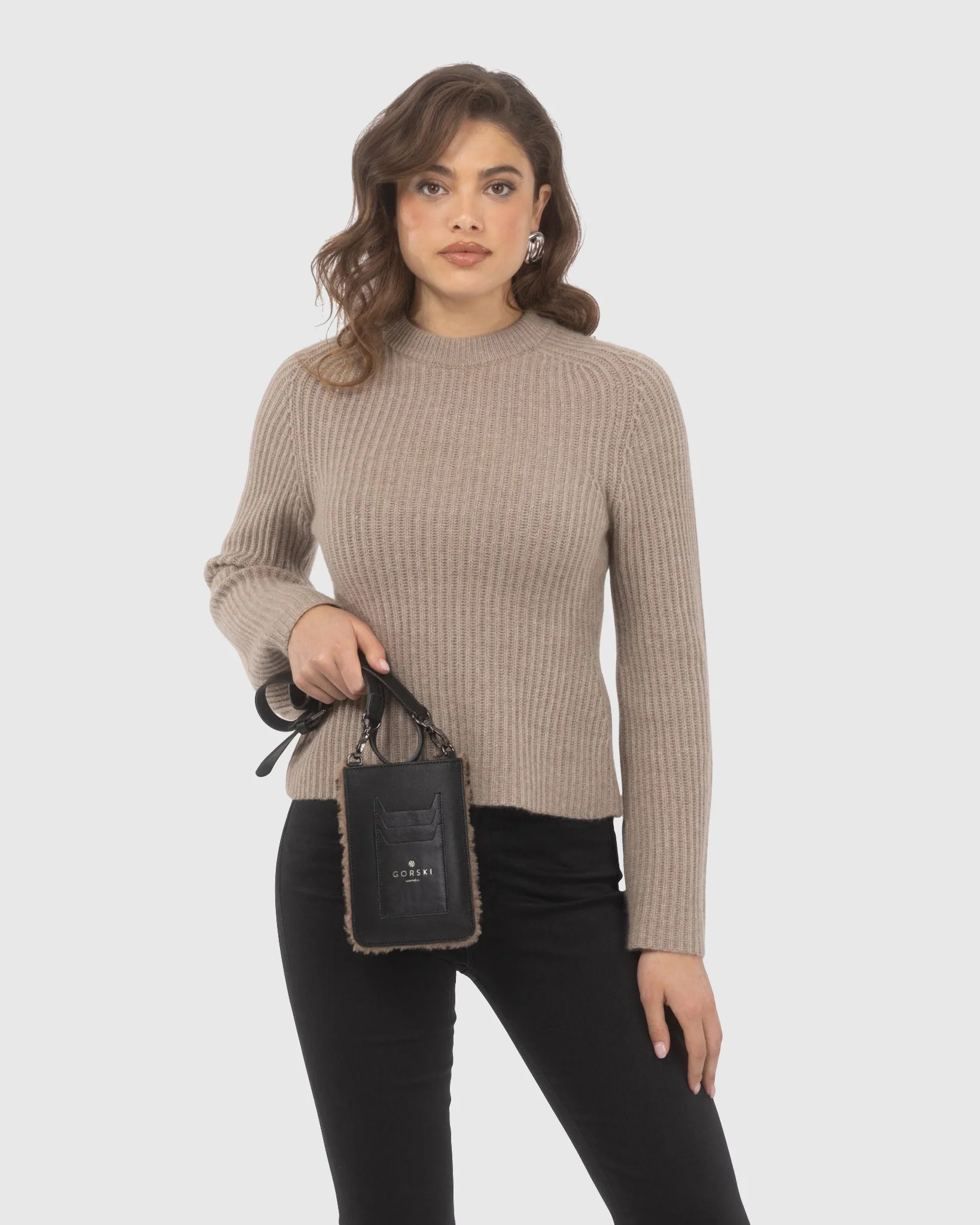 Merino Shearling Lamb Iphone/Credit Card Crossbody Bag - Image 7