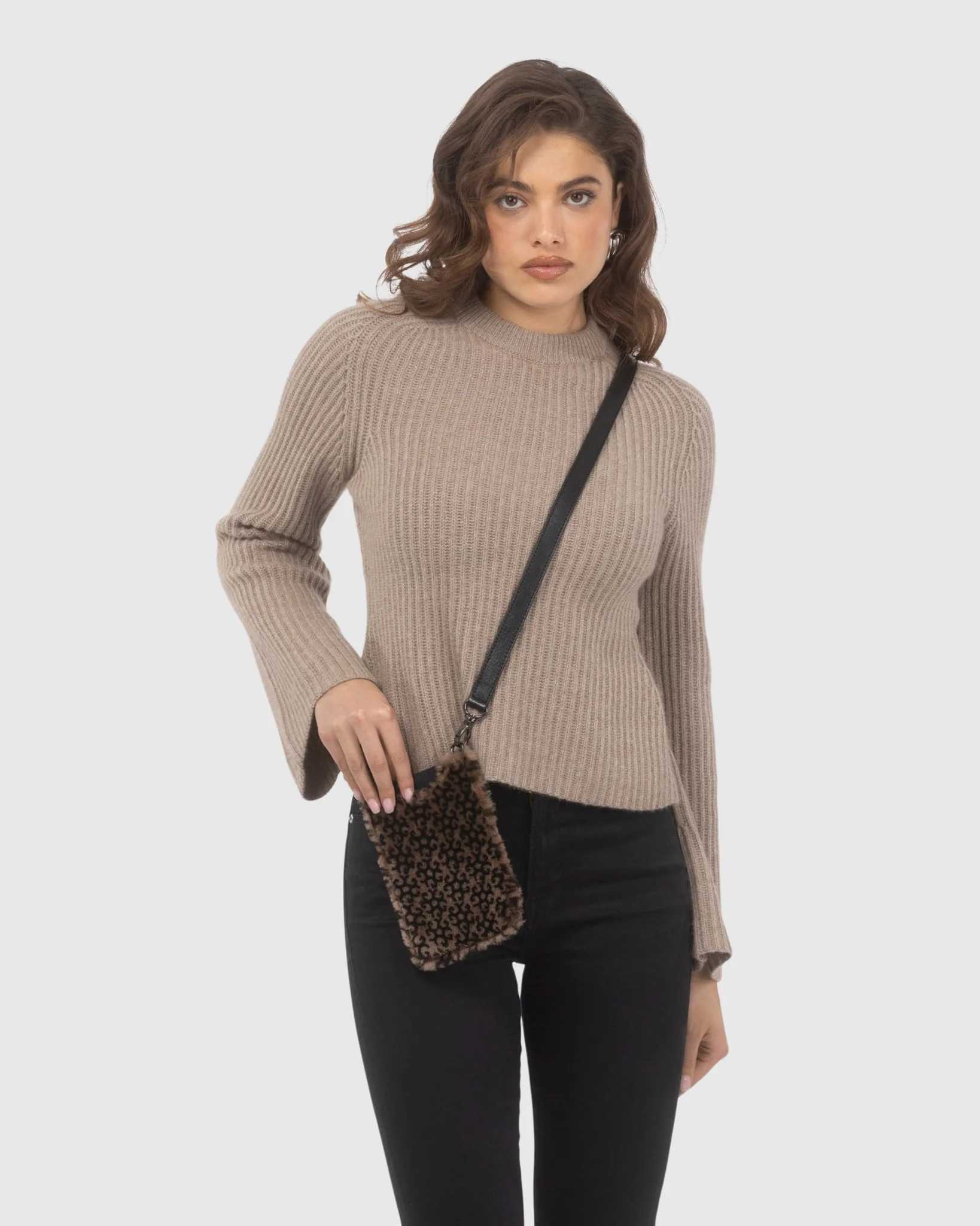 Merino Shearling Lamb Iphone/Credit Card Crossbody Bag - Image 8
