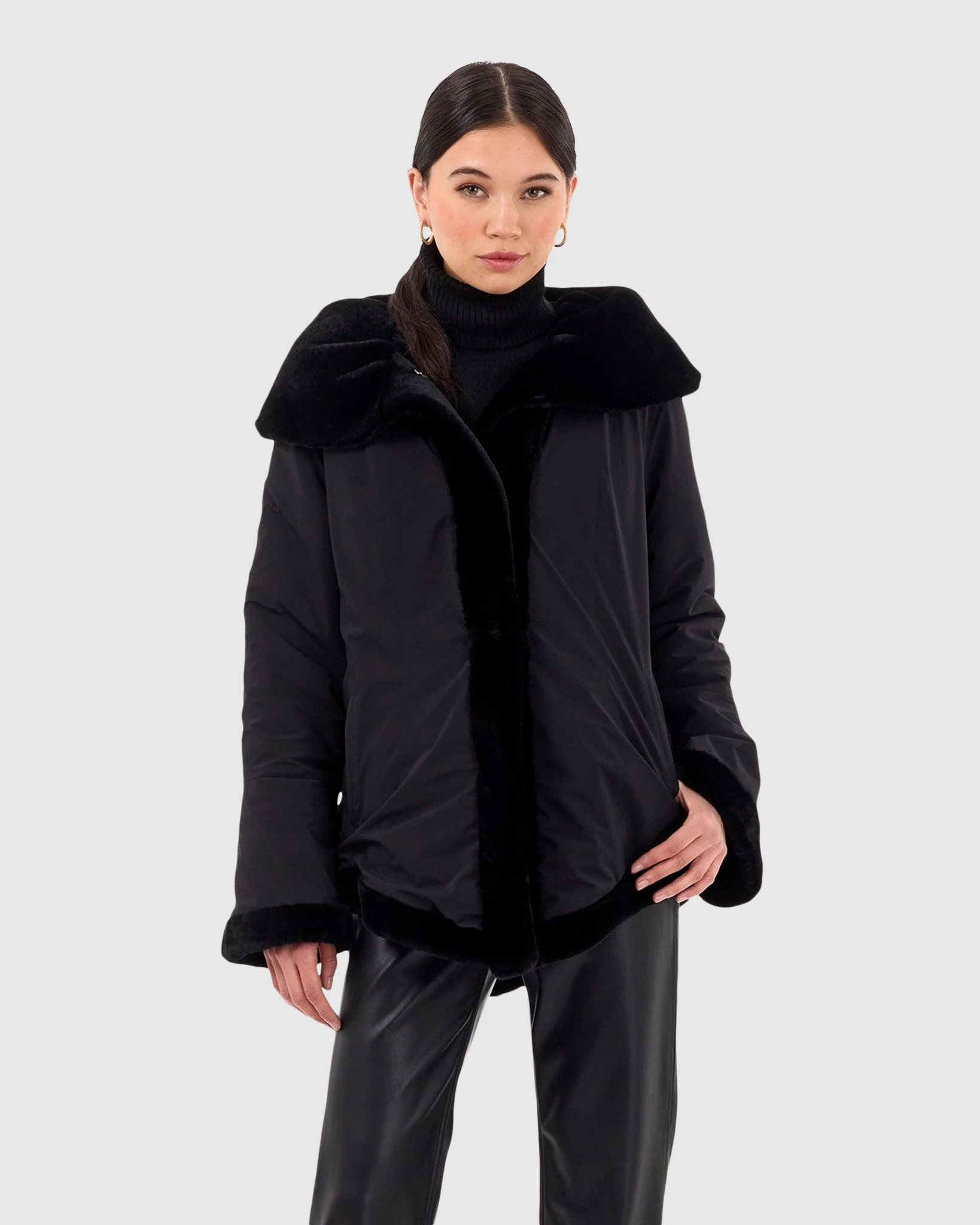 SHEARLING LAMB JACKET REVERSIBLE TO TAFFETA - Image 4