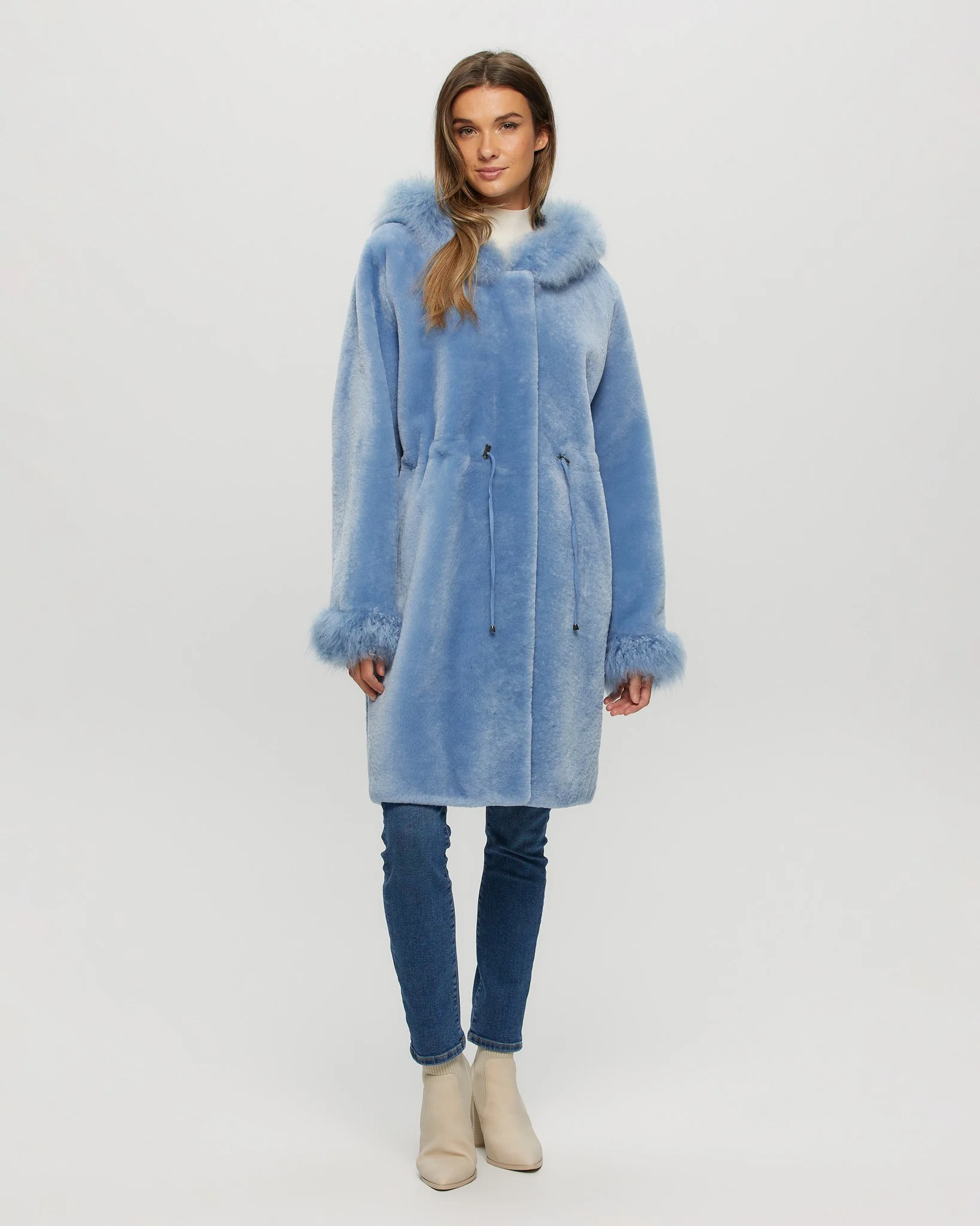 SHEARLING LAMB PARKA WITH CASHMERE GOAT HOOD TRIM & CUFFS