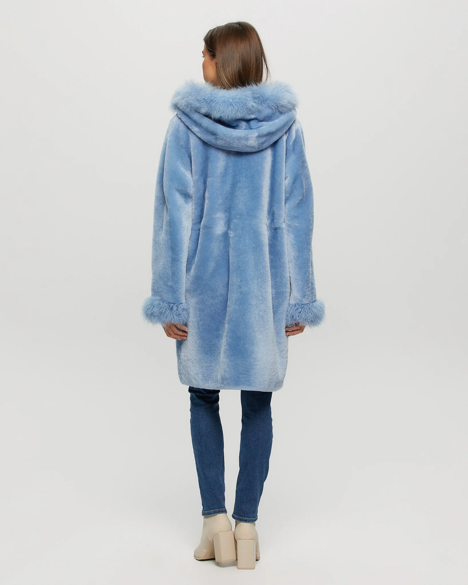 SHEARLING LAMB PARKA WITH CASHMERE GOAT HOOD TRIM & CUFFS - Image 3