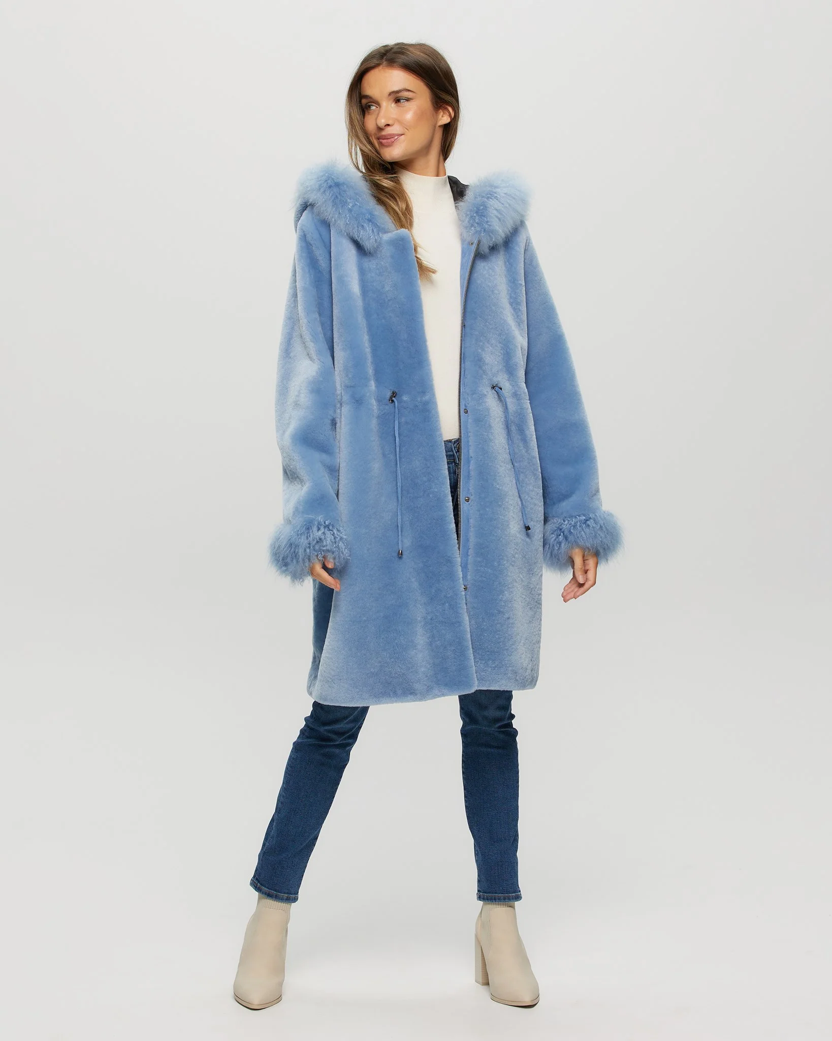 SHEARLING LAMB PARKA WITH CASHMERE GOAT HOOD TRIM & CUFFS - Image 5