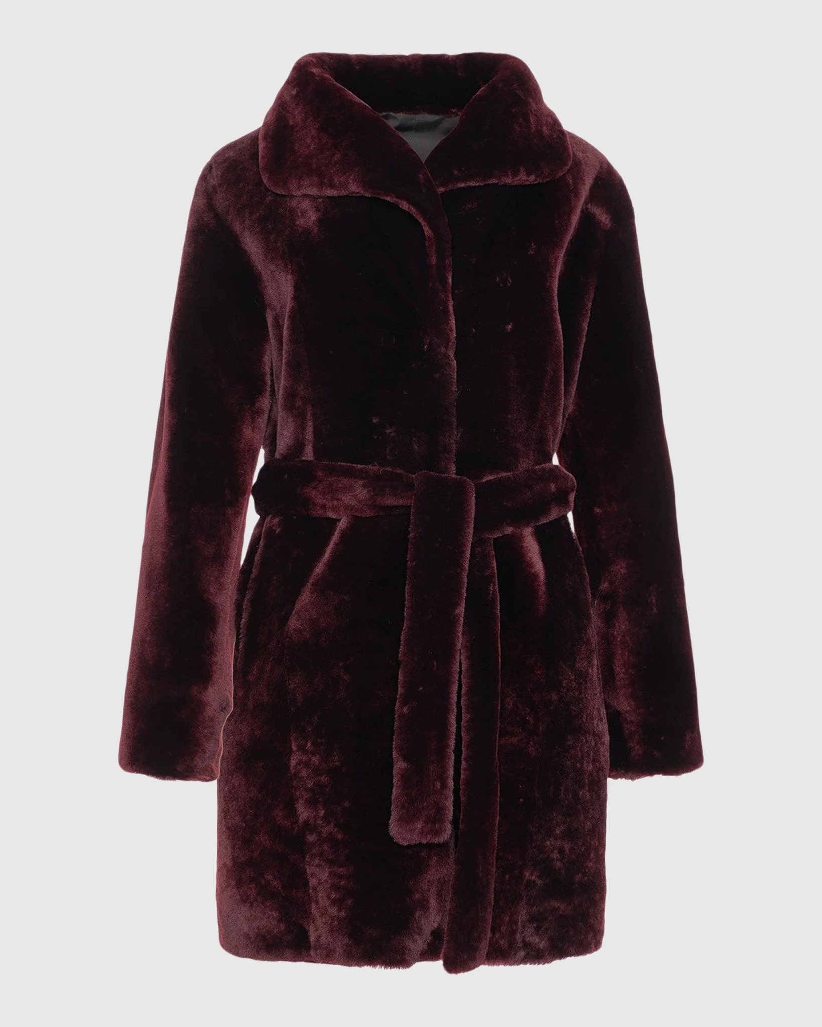 SHEARLING LAMB STROLLER, REVERSIBLE TO TAFFETA, BELT - Image 4