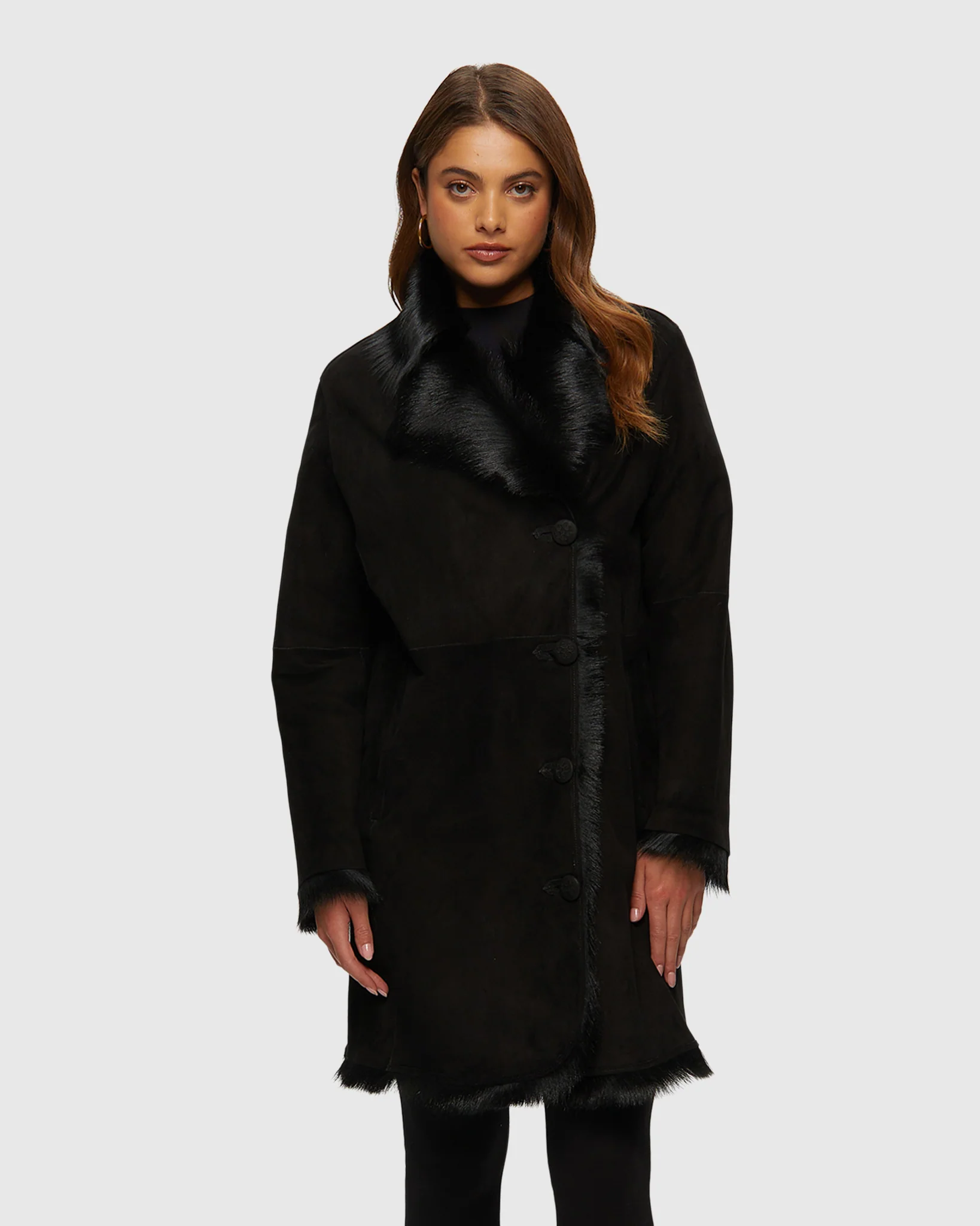 Shearling Lamb Stroller With Toscana Lamb Collar, Belt - Image 2