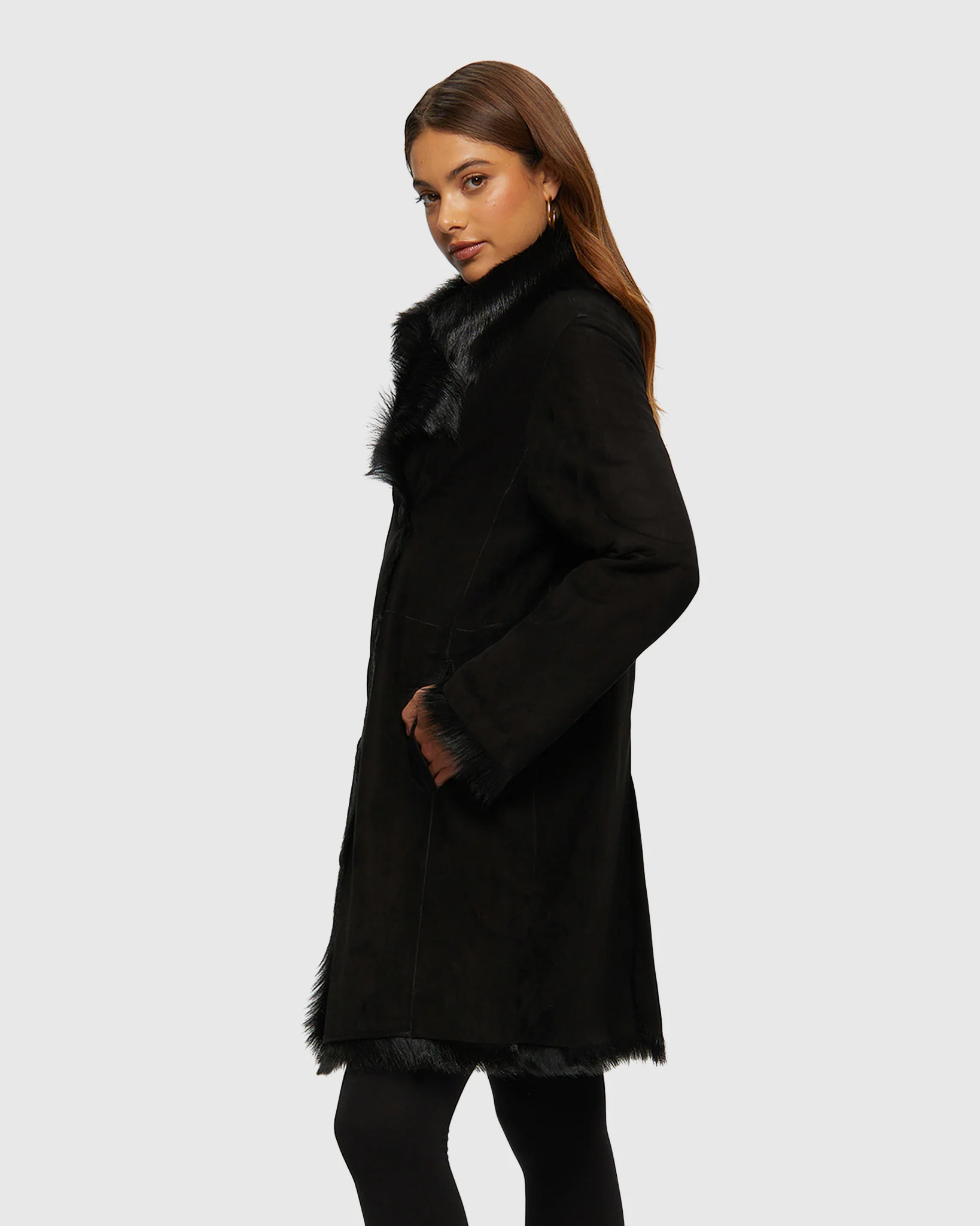Shearling Lamb Stroller With Toscana Lamb Collar, Belt - Image 3