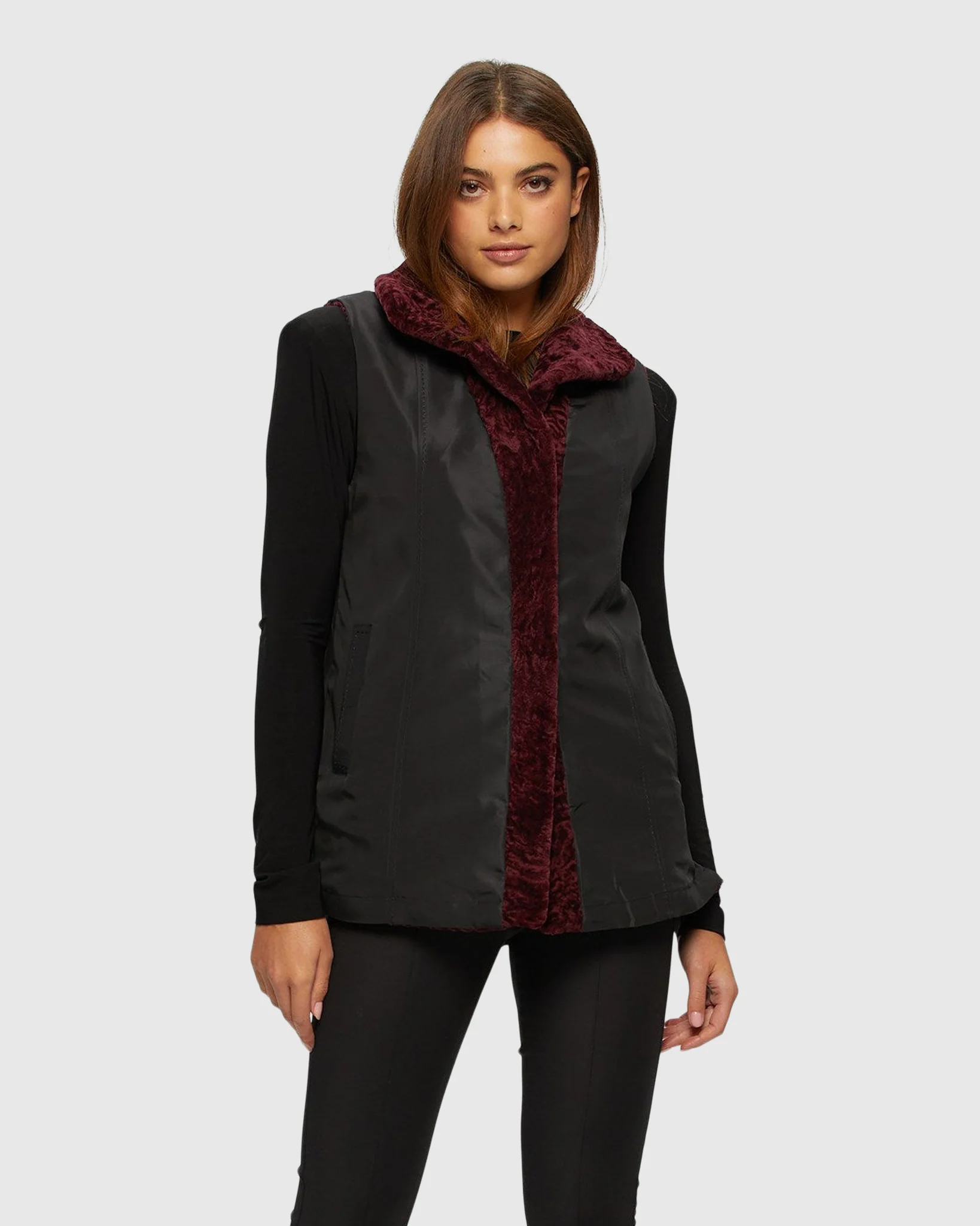SHEARLING LAMB VEST REVERSIBLE TO TAFFETA - Image 3
