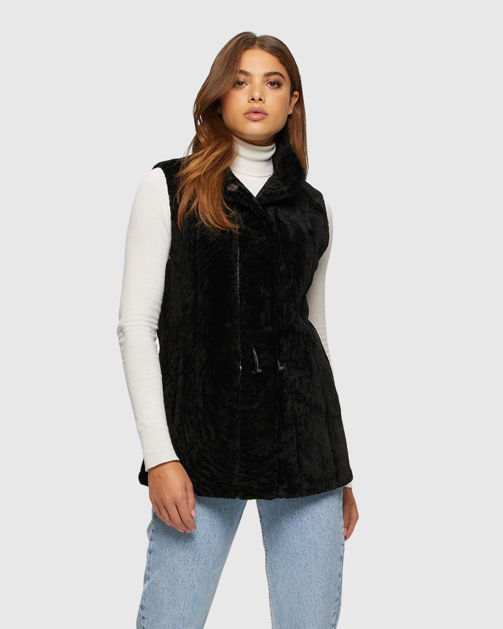 SHEARLING LAMB VEST REVERSIBLE TO TAFFETA - Image 5
