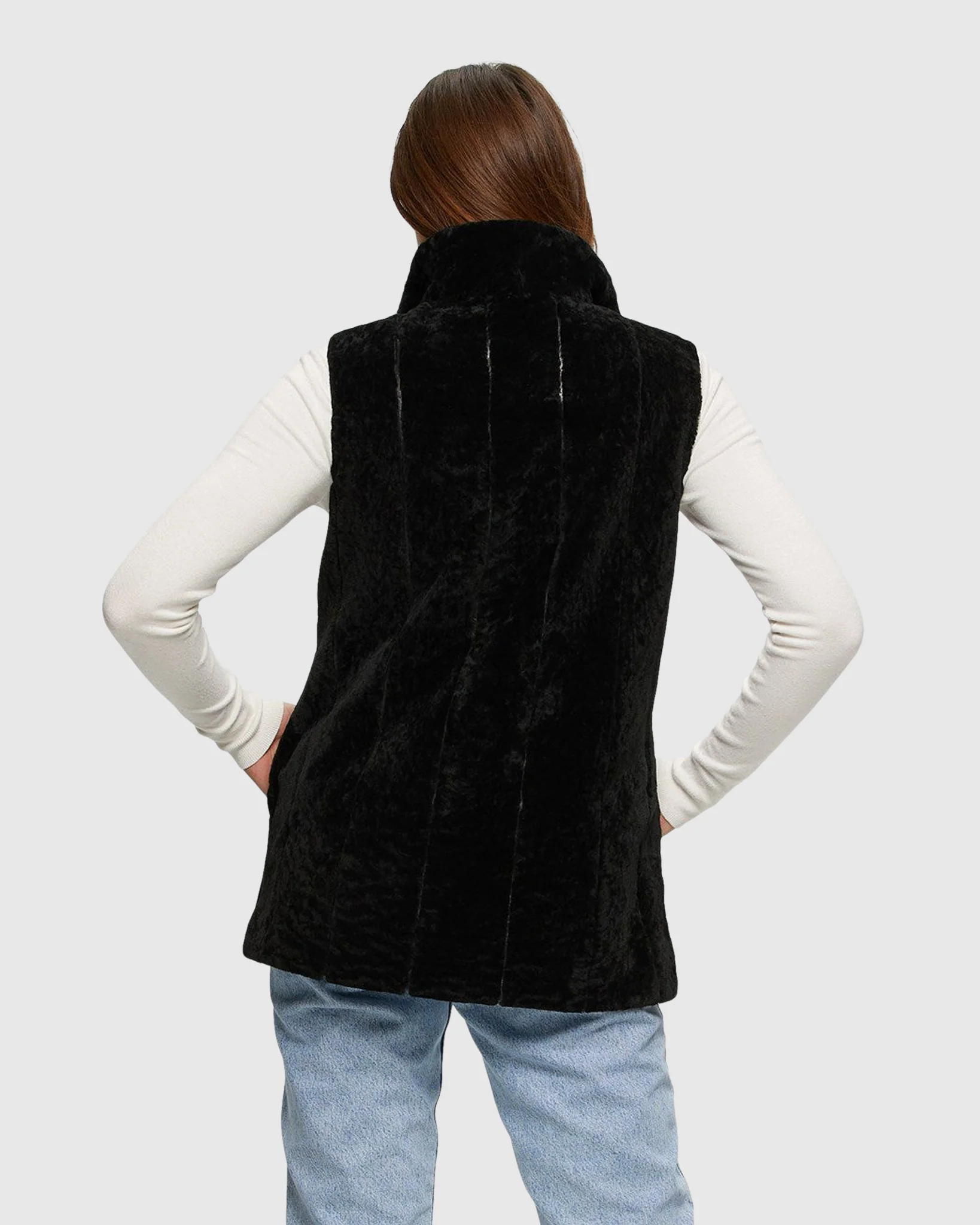 SHEARLING LAMB VEST REVERSIBLE TO TAFFETA - Image 6