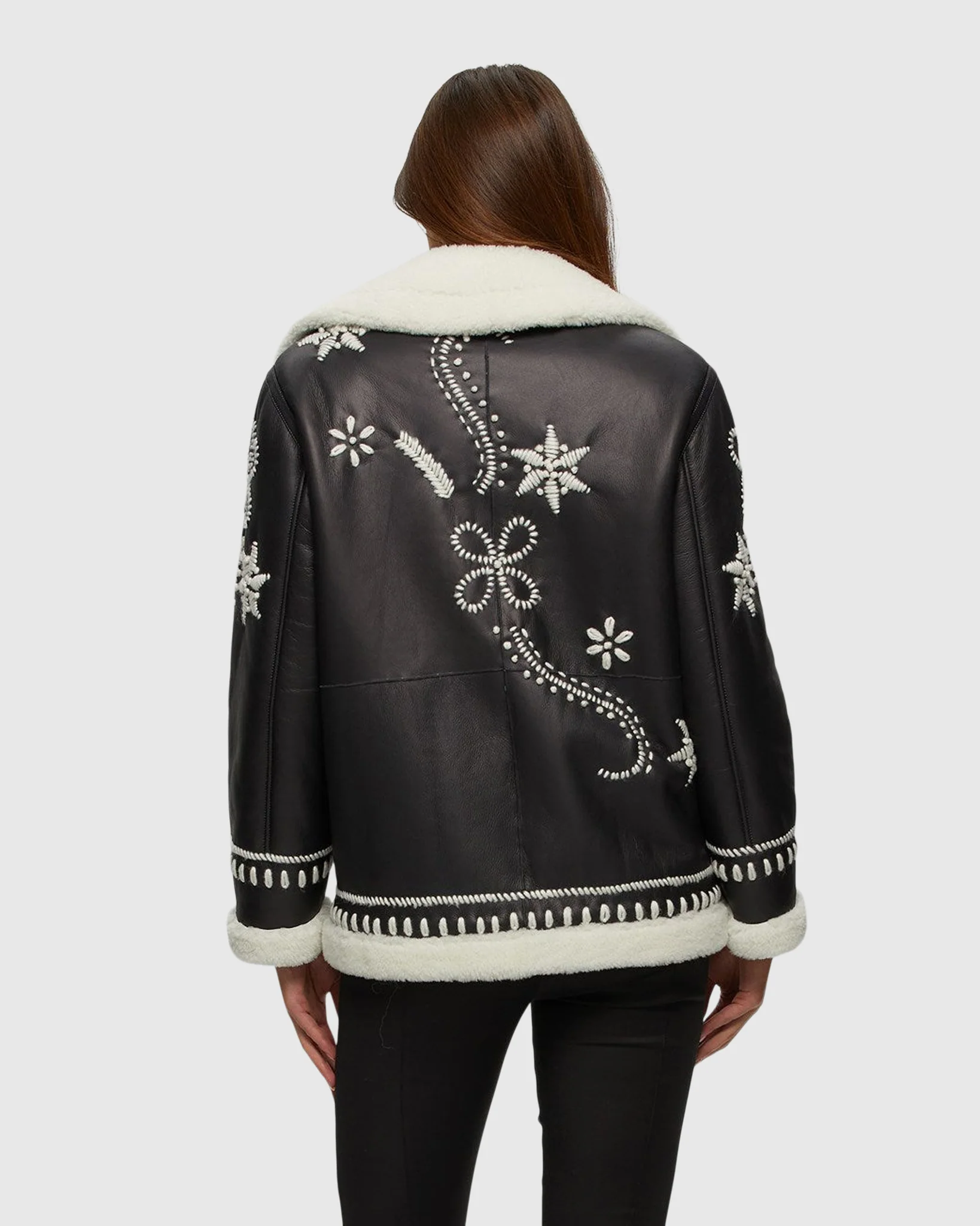SHEARLING LAMB ZIP JACKET WITH WOOL EMBROIDERY - Image 4