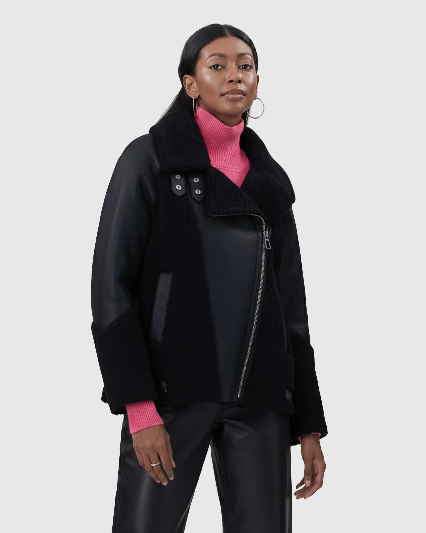 SHEARLING LAMB ZIP MOTO JACKET - Image 2