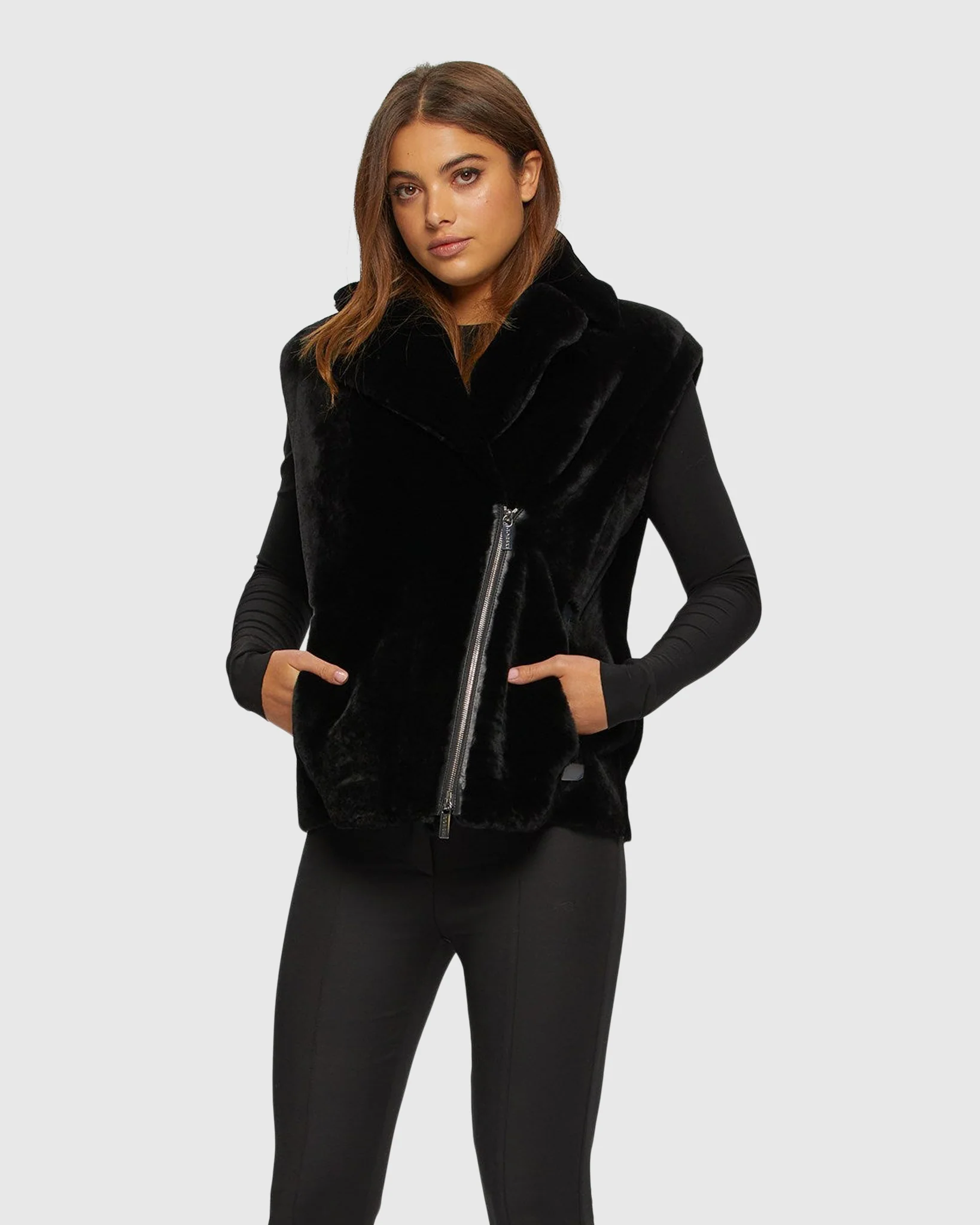 SHEARLING LAMB ZIP VEST - Image 5