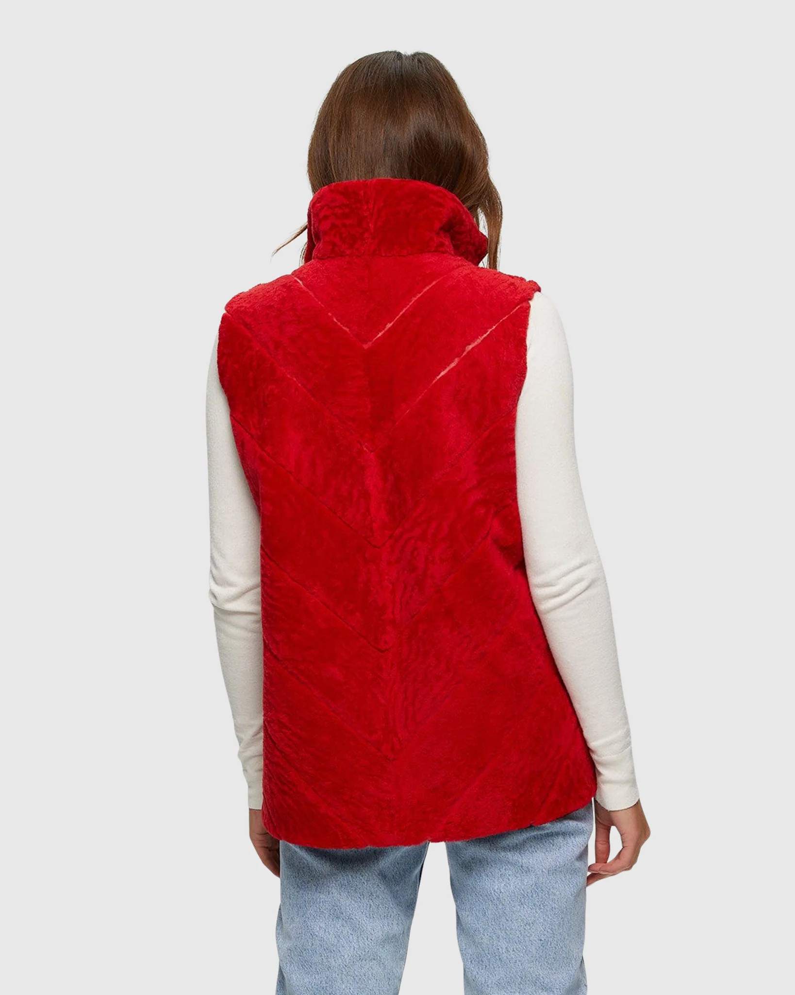 SHEARLING LAMB ZIP VEST REVERSIBLE TO TAFFETA - Image 16