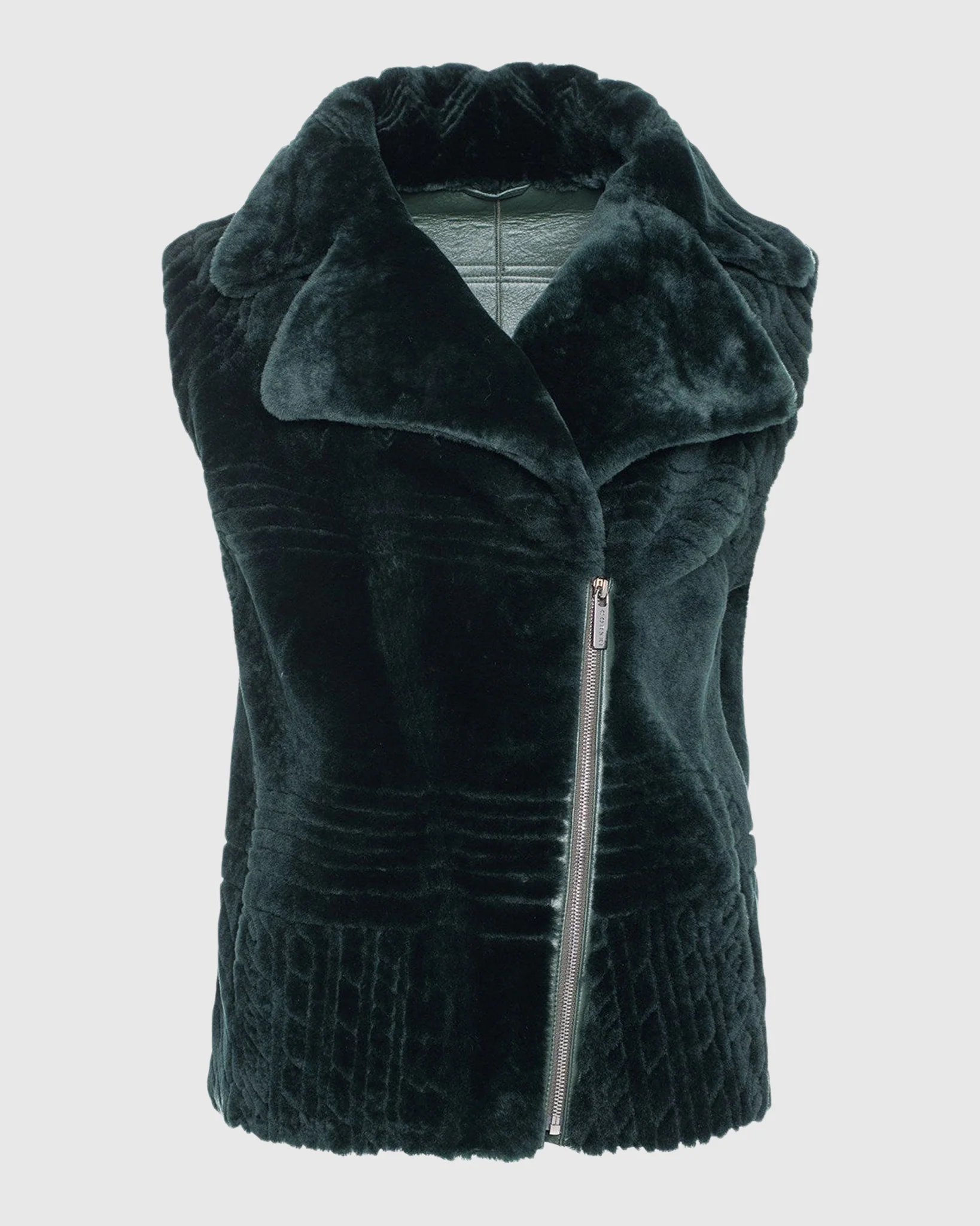 SHEARLING LAMB ZIP VEST WITH GROOVED PATTERN - Image 4