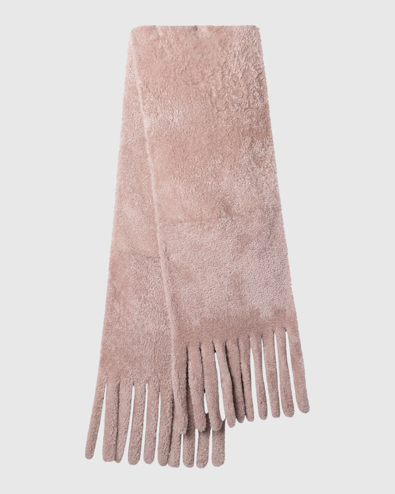 SILKY SHEARLING LAMB STOLE WITH FRINGES - Image 4