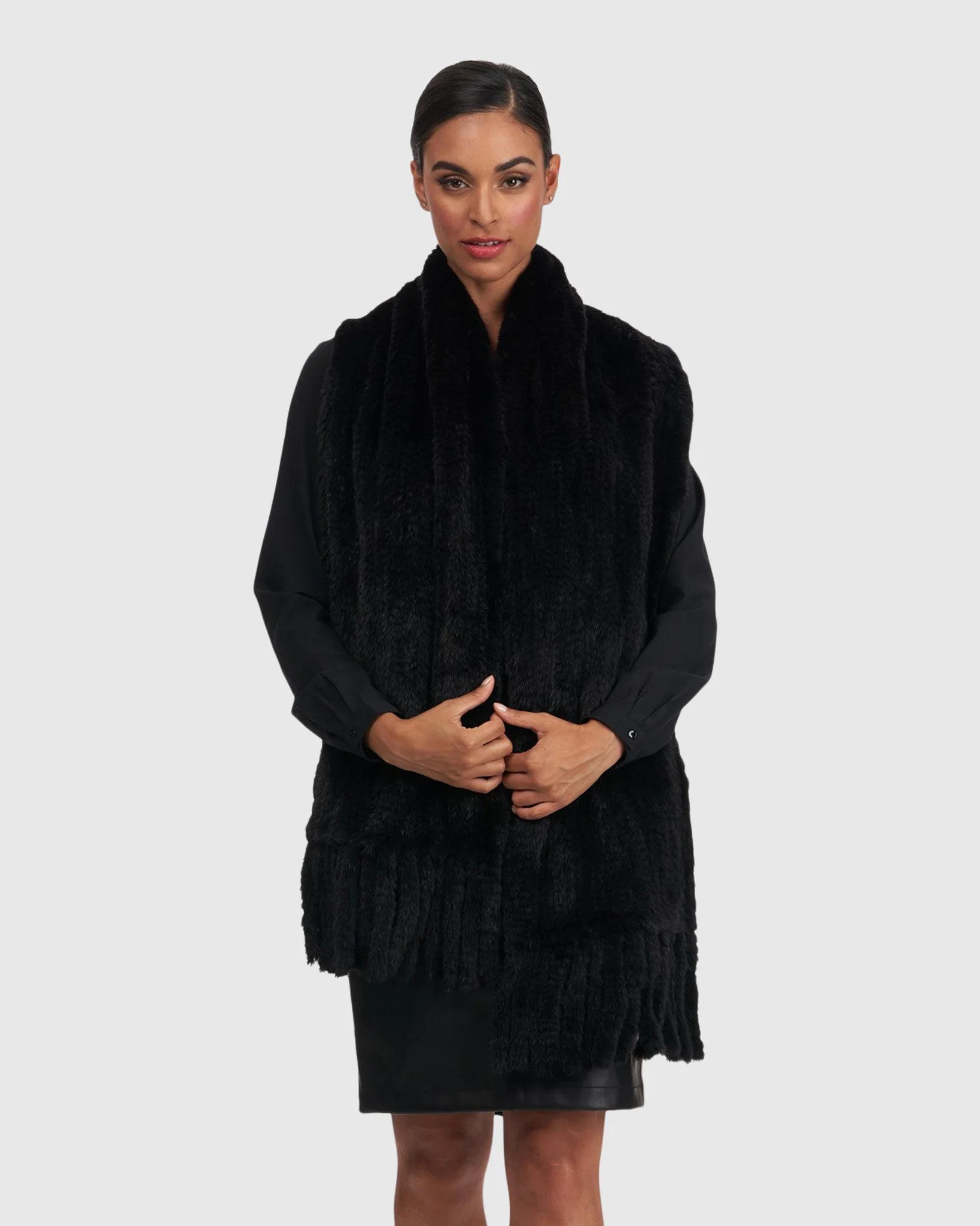MINK (S-CUT) STOLE WITH FRINGES - Image 5