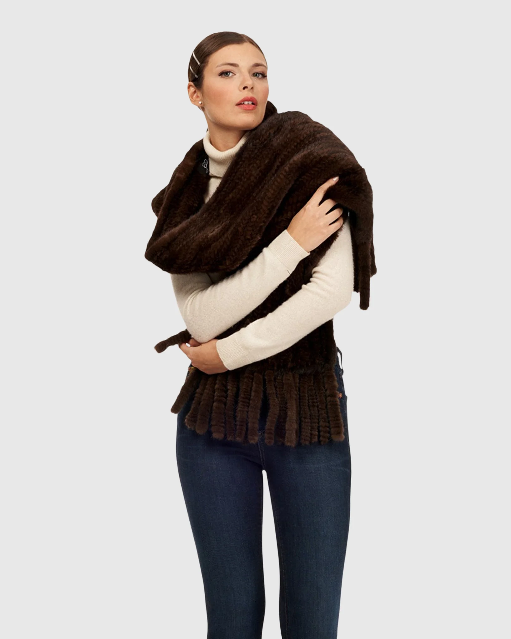 MINK (S-CUT) STOLE WITH FRINGES - Image 7