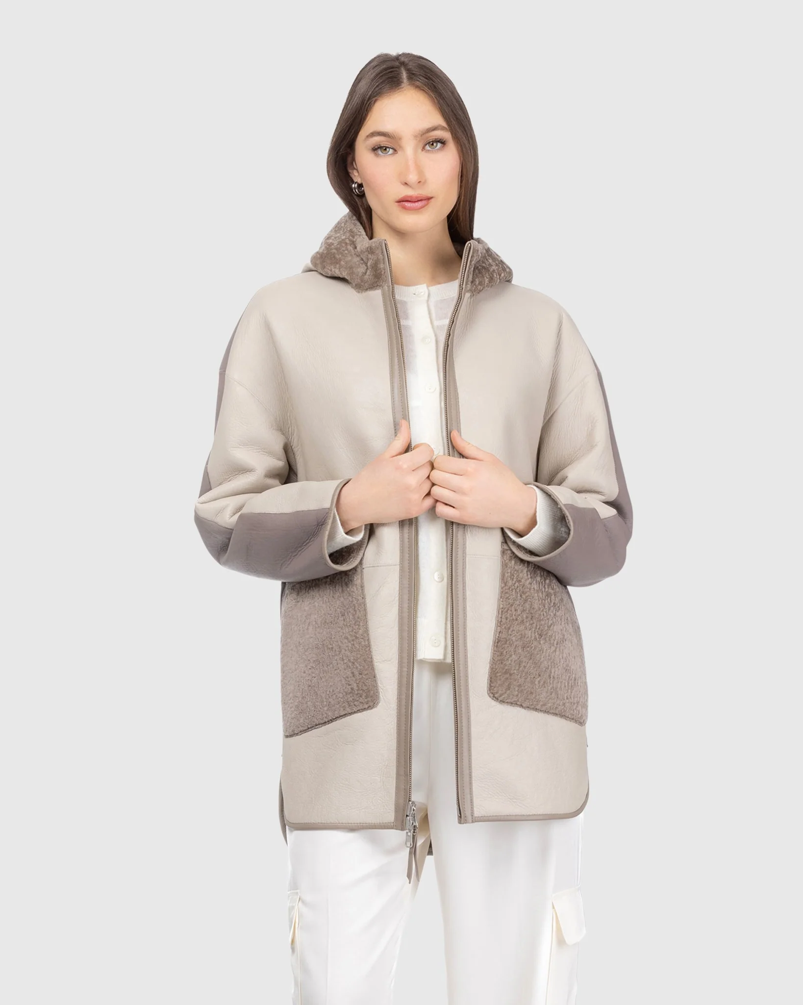 TEXTURED SHEARLING LAMB PARKA - Image 6
