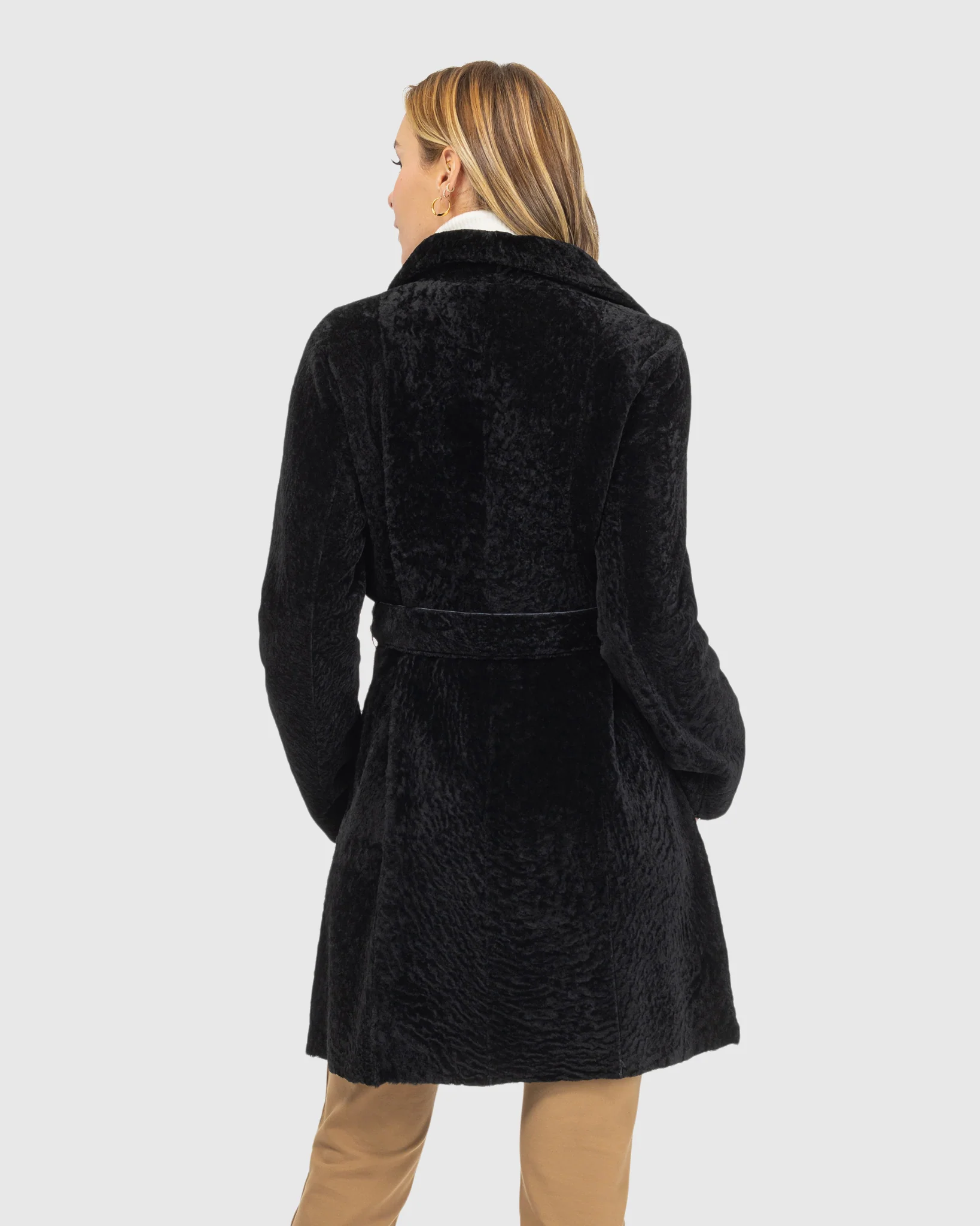 Textured Shearling Lamb Reversible Stroller, Belt - Image 7