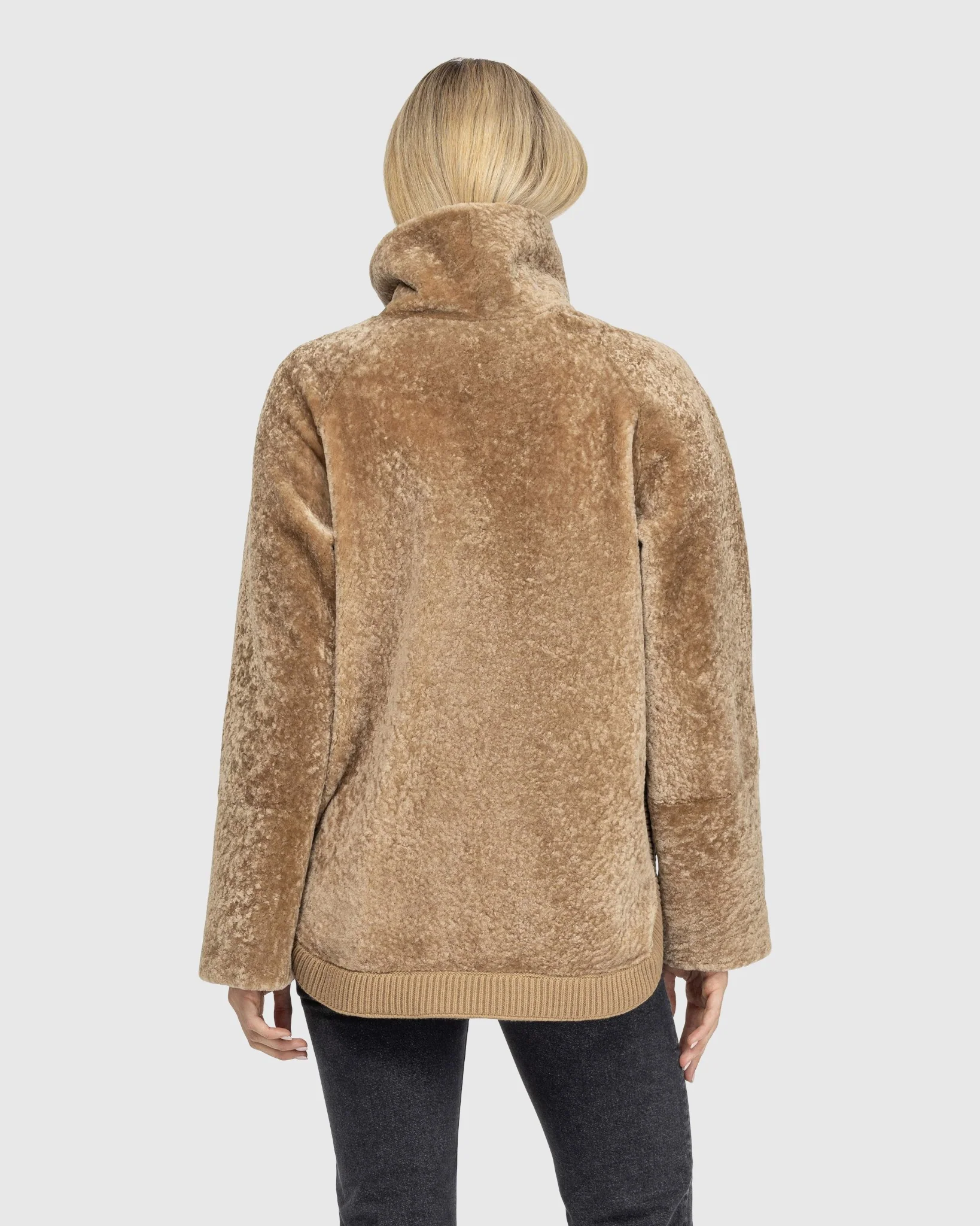 Textured Shearling Lamb Zip Jacket - Image 21