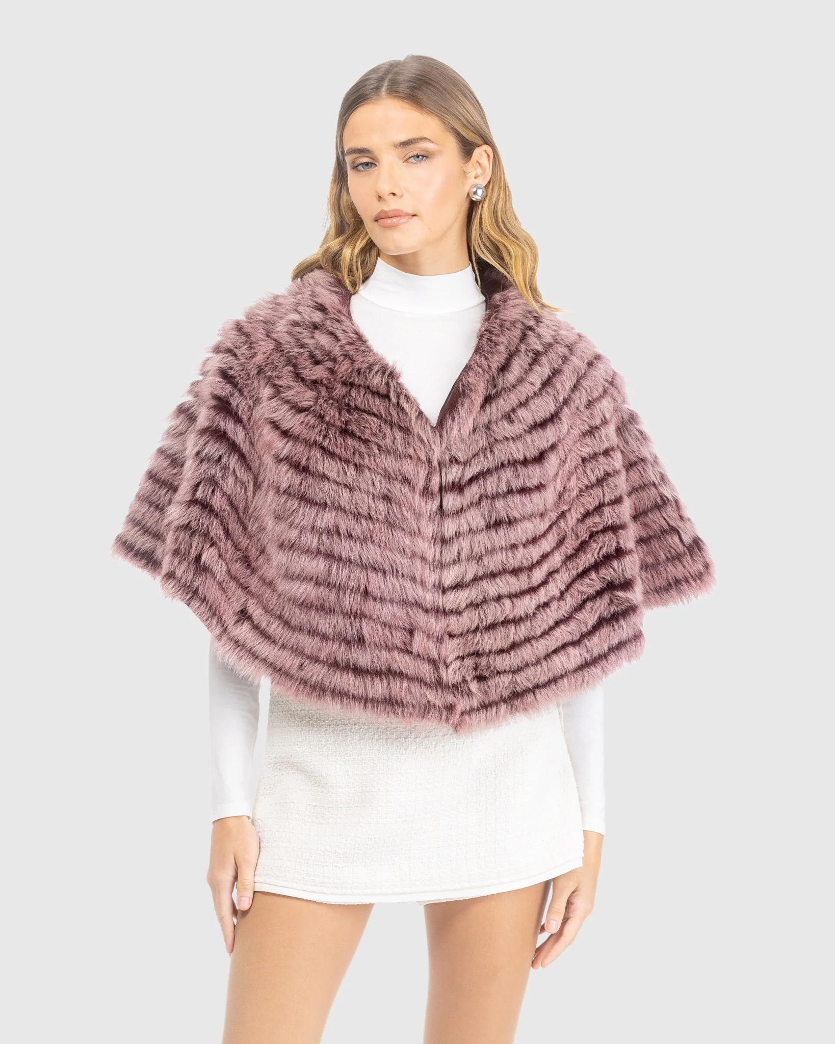Toscana Shearling Lamb Layered Capelet - Image 10