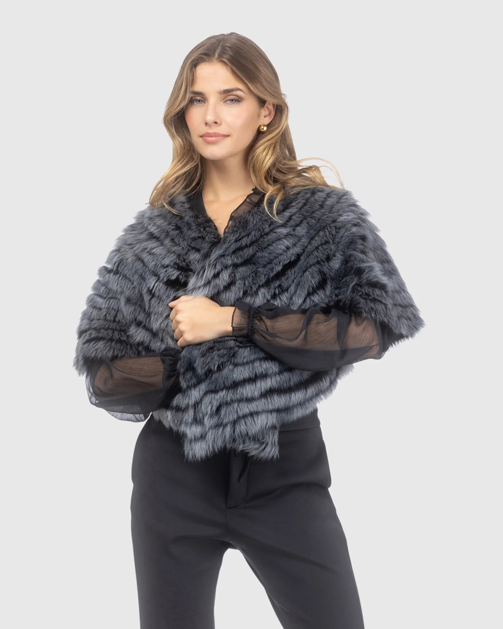 Toscana Shearling Lamb Layered Capelet - Image 11