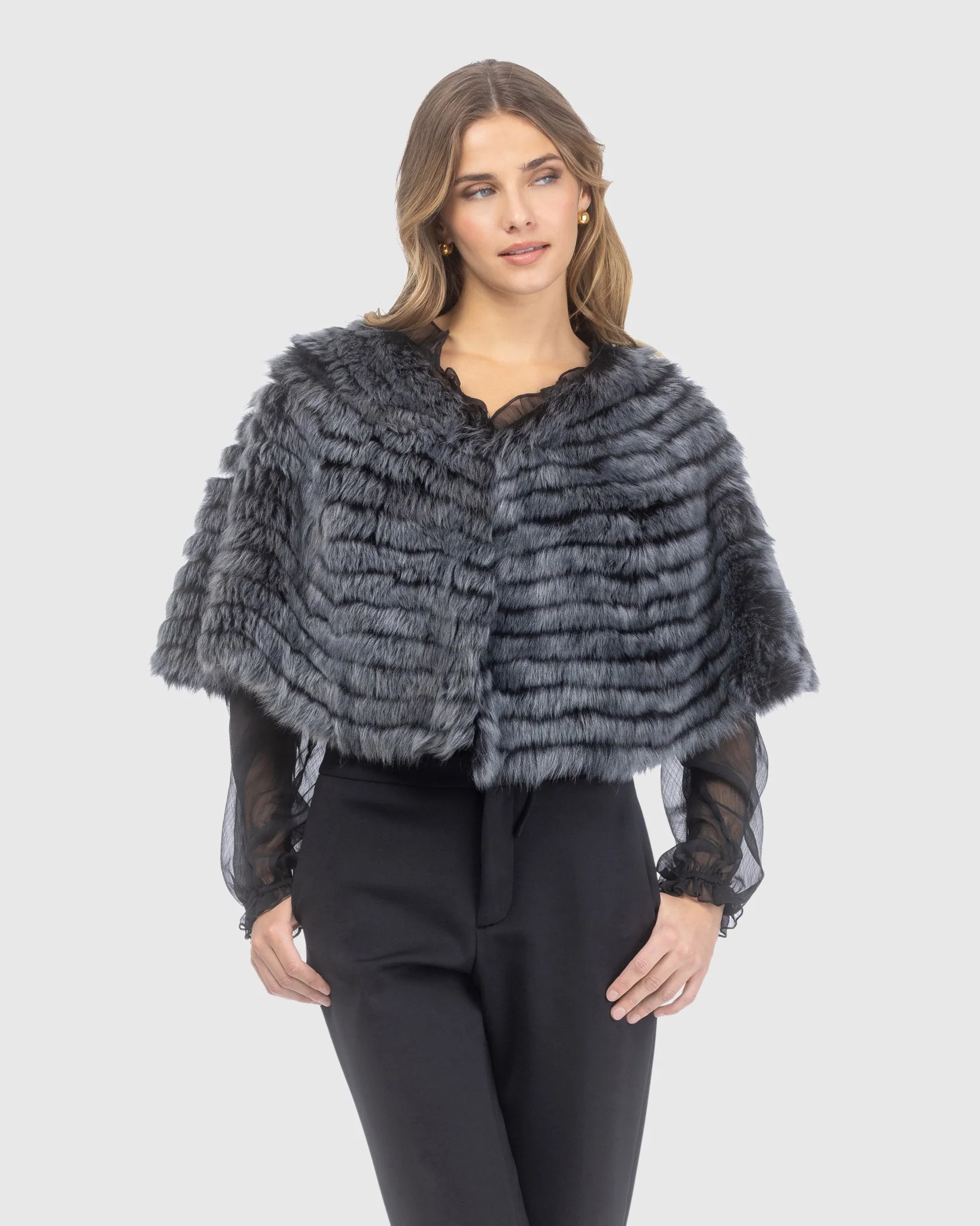 Toscana Shearling Lamb Layered Capelet - Image 12