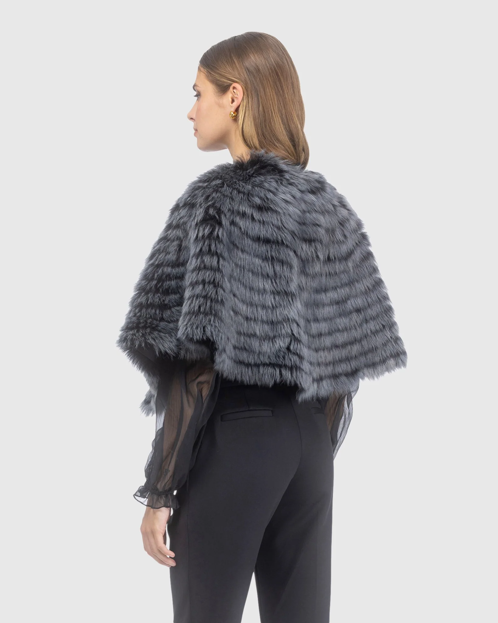 Toscana Shearling Lamb Layered Capelet - Image 14