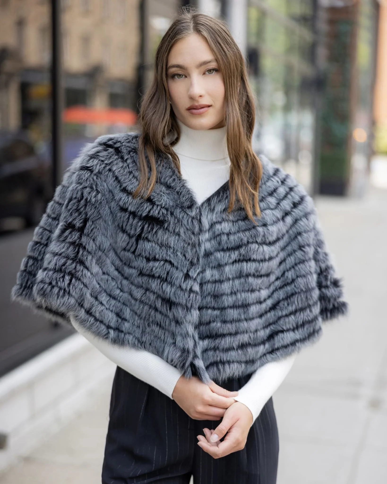 Toscana Shearling Lamb Layered Capelet - Image 19