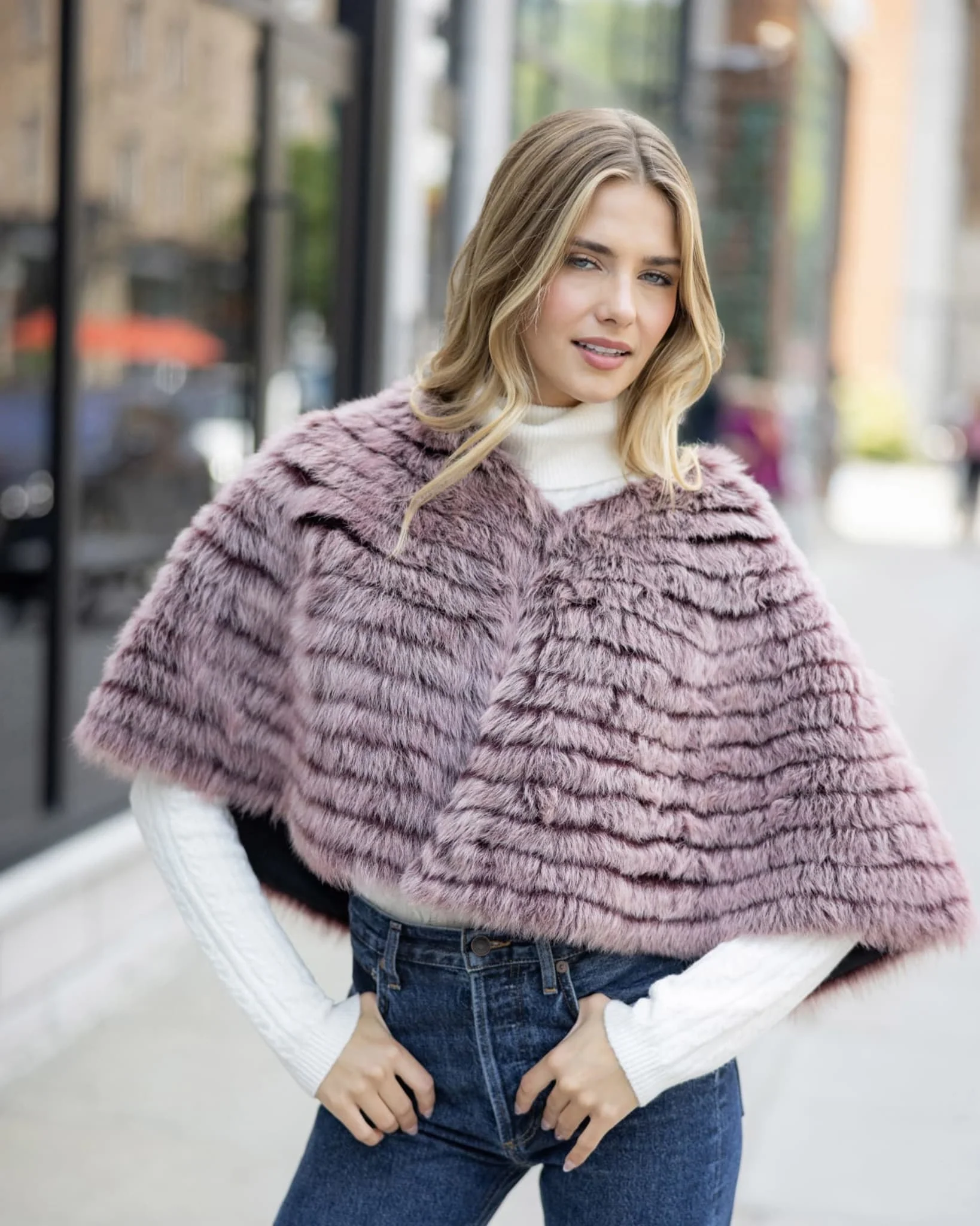 Toscana Shearling Lamb Layered Capelet - Image 20