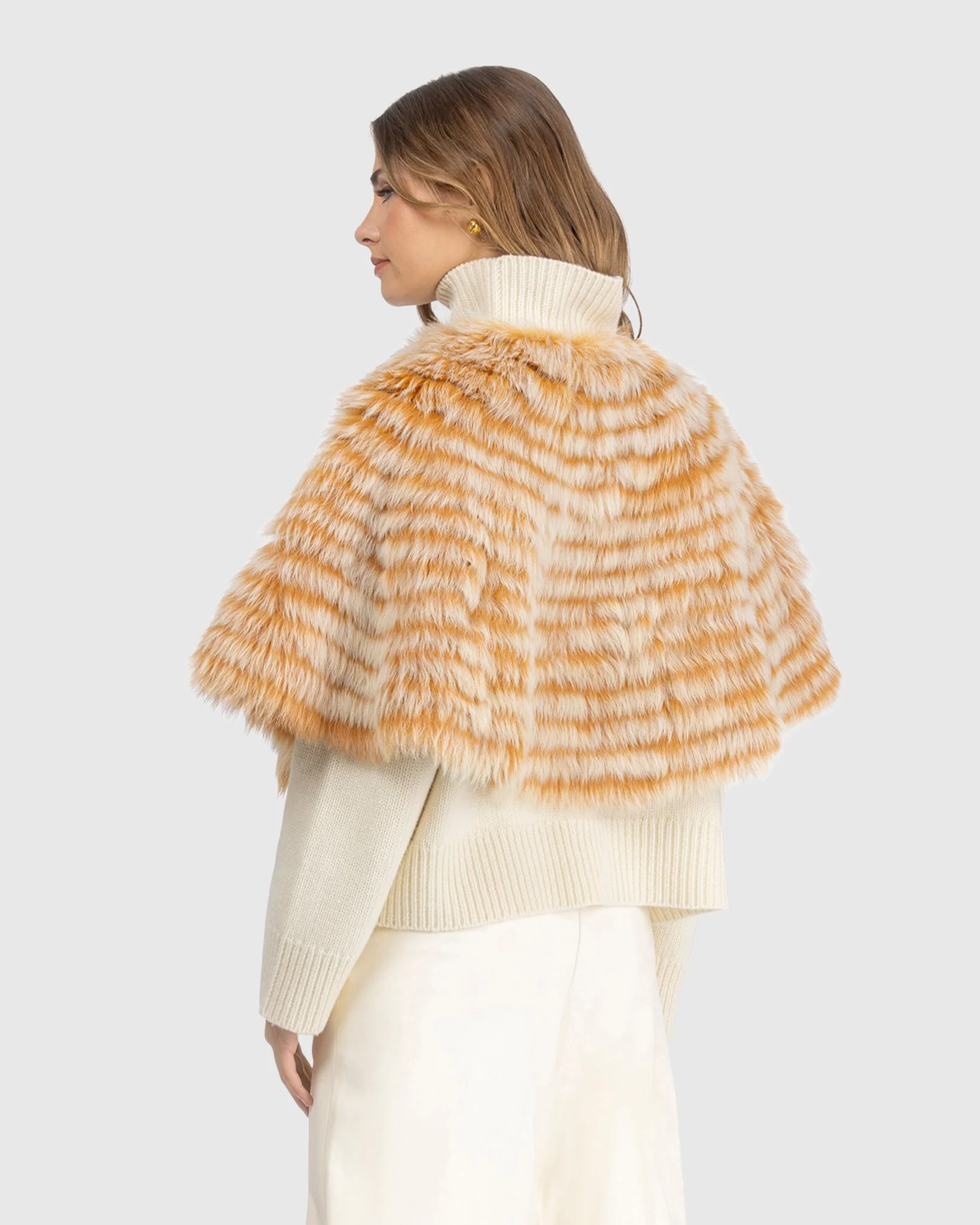 Toscana Shearling Lamb Layered Capelet - Image 3